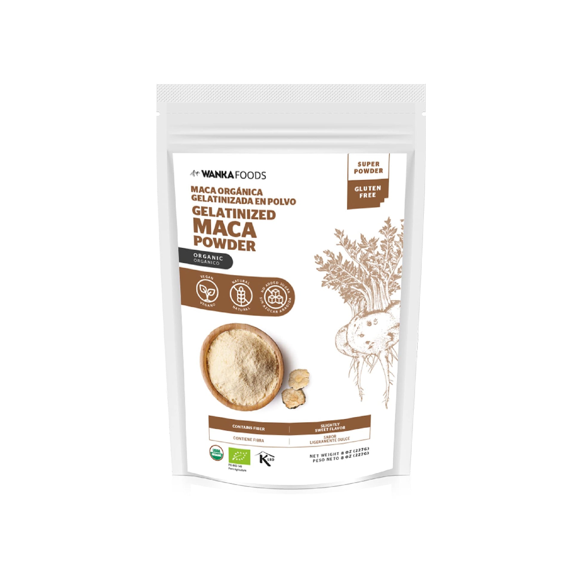 WANKA FOODS Organic Gelatinized Maca Powder, 8 oz