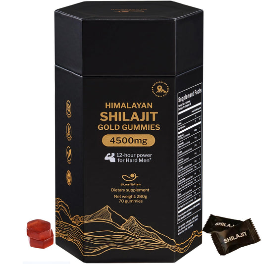 5Loaf2Fish Organic Pure Himalayan Shilajit Gummies with Ashwagandha and Sea Moss, 70 Gummies