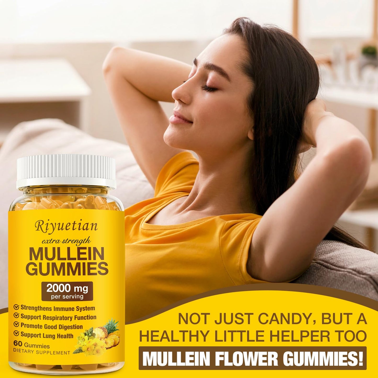Riyuetian Mullein Gummies, 120 Gummies