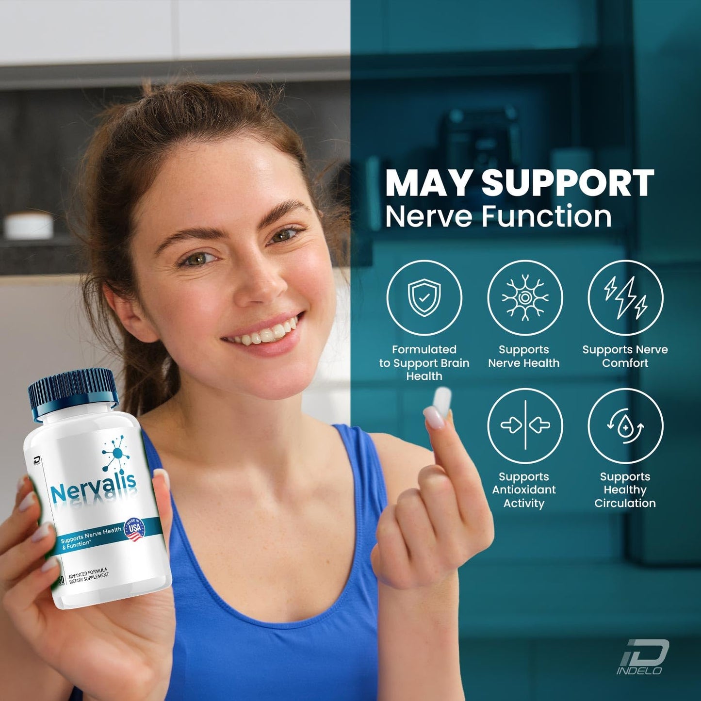 Indelo Nervalis Advanced Supplement Natural Blend Capsules 60 Count