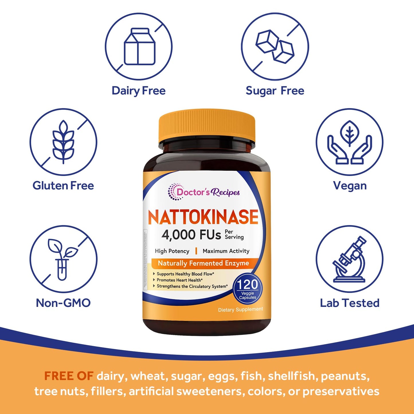 Doctor's Recipes Nattokinase Supplement Capsules 120