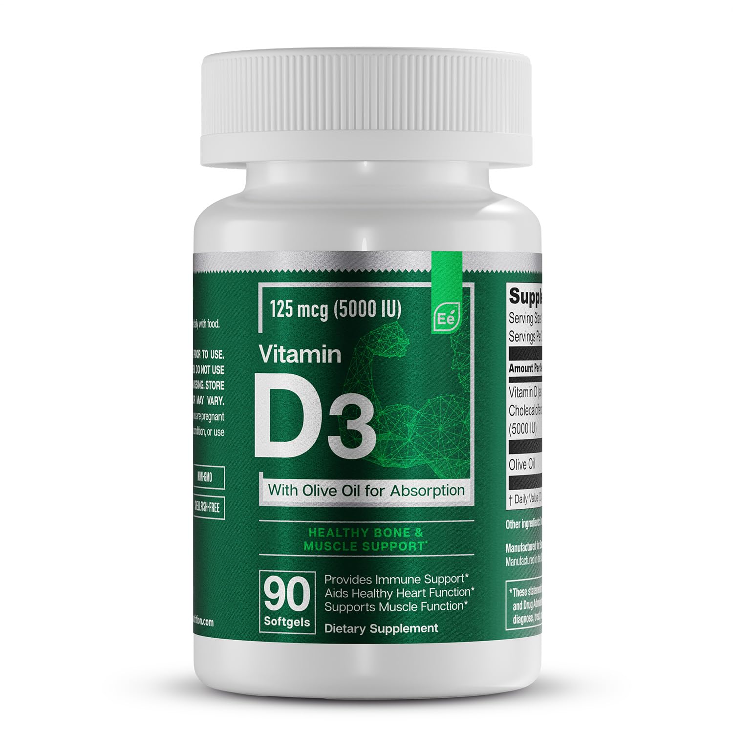 Essential Elements Vitamin D3 5000 IU Softgels, 90 Count