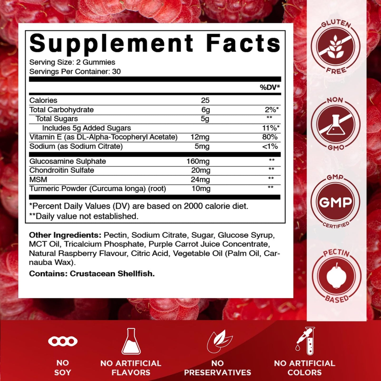 Vitamatic Glucosamine Chondroitin Gummies with MSM & Vitamin E – Joint Support Formula, 60 Gummies