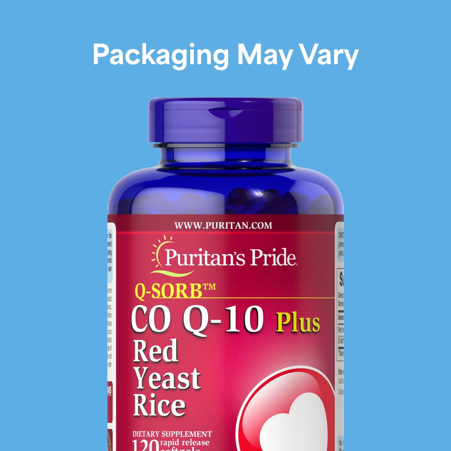 Puritan's Pride Q-Sorb CoQ10 Dietary Supplement with Red Yeast Rice Softgels, 120 Softgels