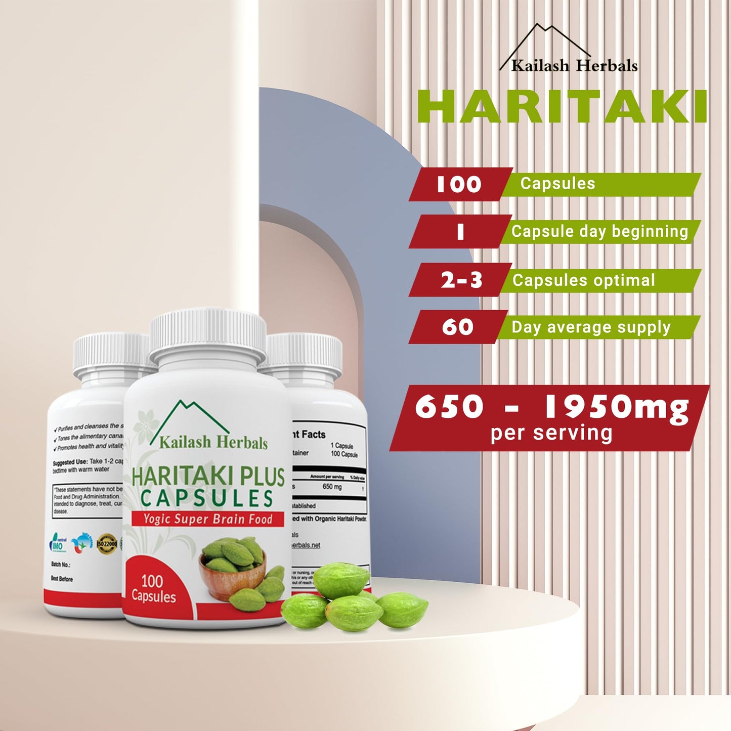 Kailash Herbals Haritaki Capsules, 100 Capsules