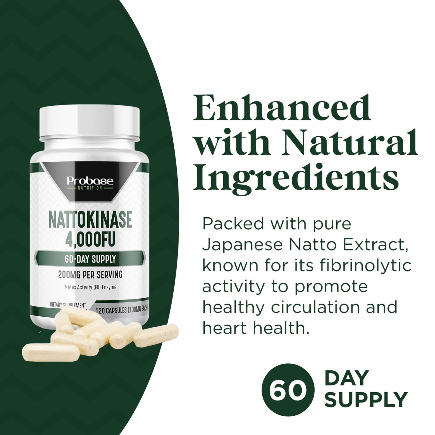 Probase Nutrition Nattokinase Supplement 4,000 FU Capsules, 120 Count