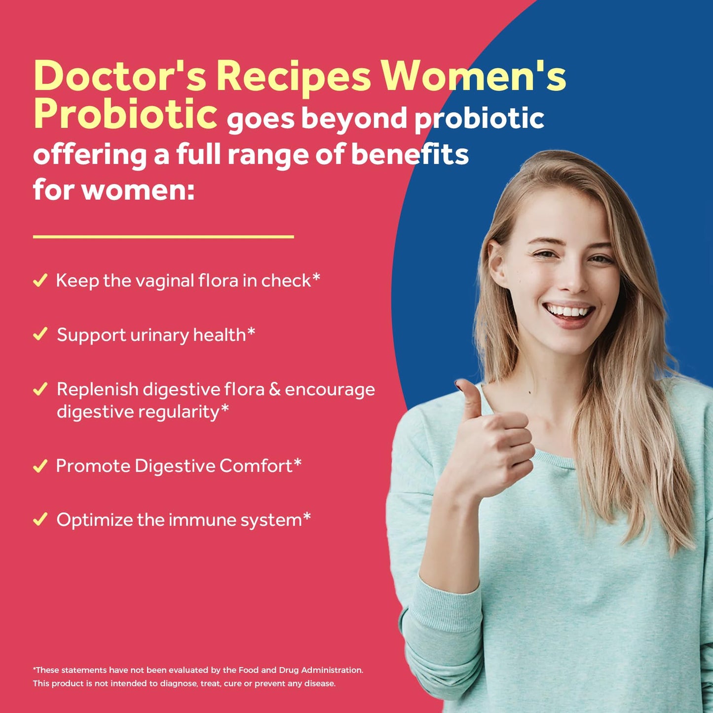 Doctor's Recipes Probiotics for Women, 200B CFUs, 36 Strains, with Prebiotics, Enzymes & Cranberry, Vaginal Urinary Digestive & Immune, Shelf Stable, 60 Capsules
