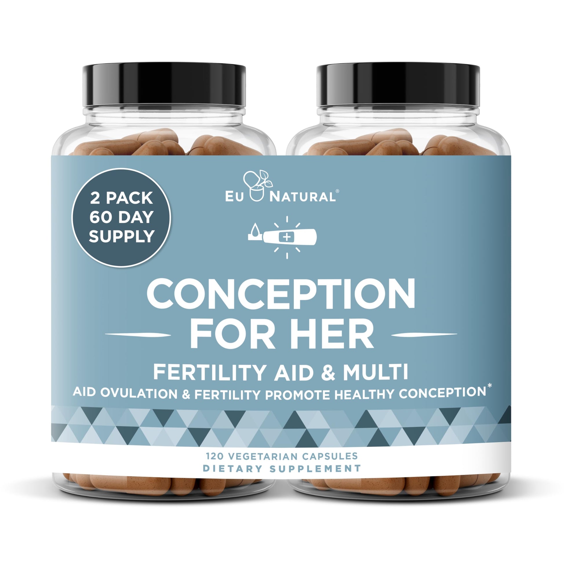 Eu Natural Conception for Her Fertility Supplements for Women - Ovulation, Hormonal Balance & Regular Cycle Support - Myo-Inositol, Folate, Shatavari & Vitex, 120 Vegetarian Capsules