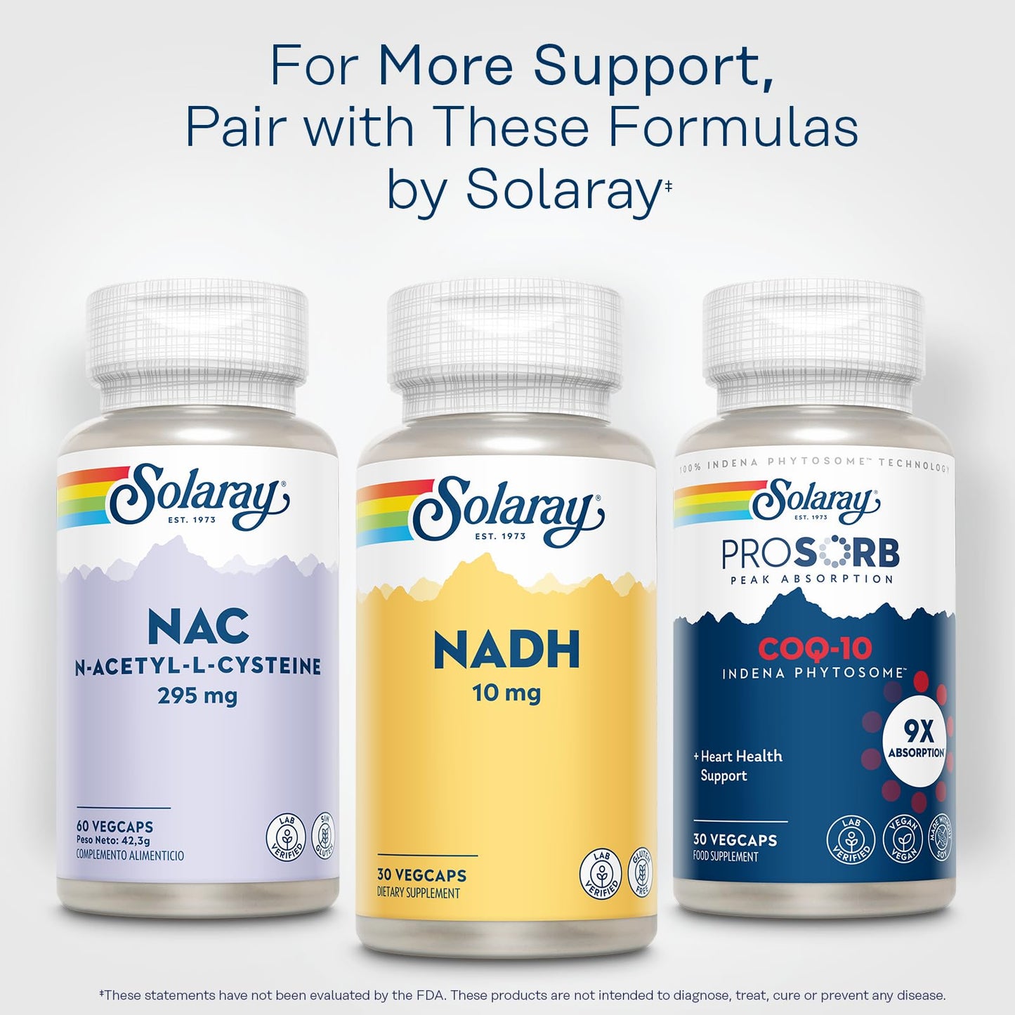 Solaray NADH 10 mg - Active Form of Niacin (Reduced NAD) - Cofactor in Cellular Energy Pathways, Lab Verified, Gluten Free, 60-Day Guarantee, 30 Capsules