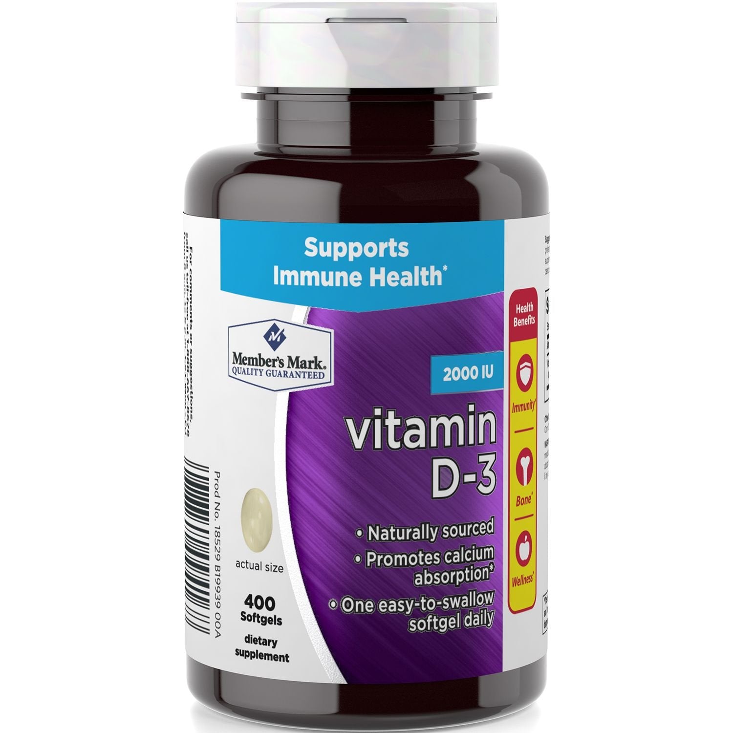 Member's Mark Vitamin D3 50 mcg (2000 IU) Dietary Supplement Softgel 1 Count