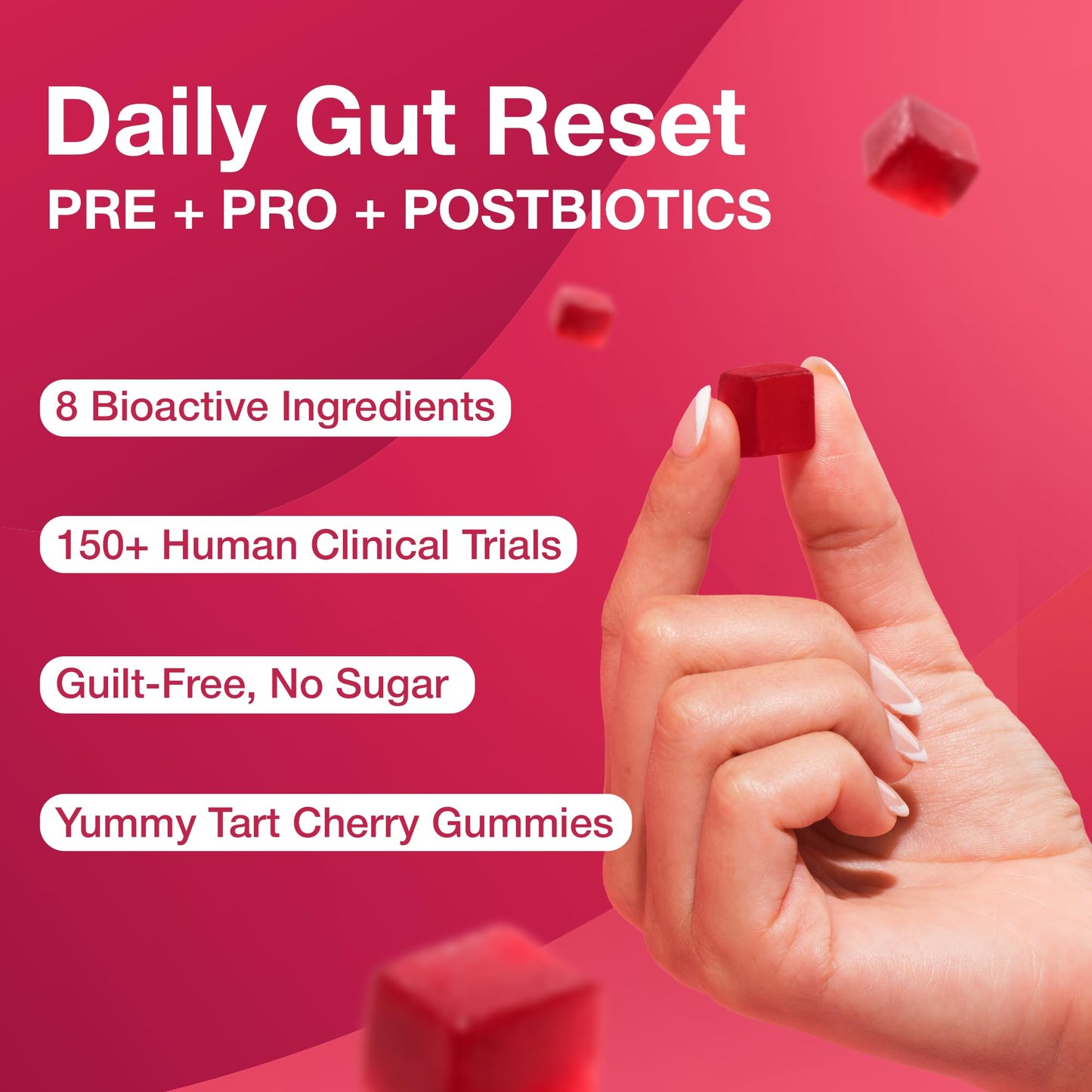 The Gut Gummy Bloating Relief Prebiotics Probiotics Postbiotics Cherry Gummy 1