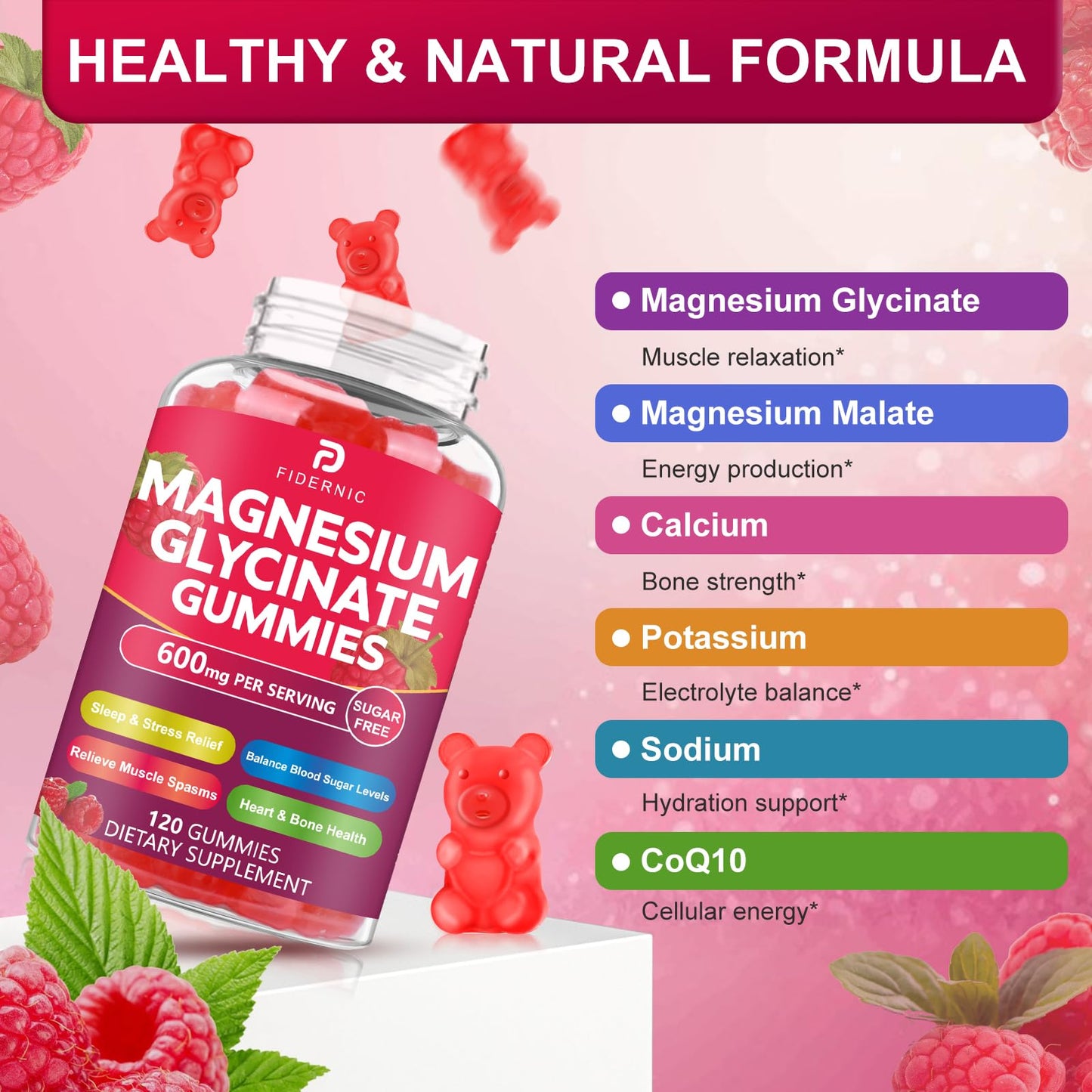 FIDERNIC Magnesium Glycinate Gummies 600 mg, 240 Gummies