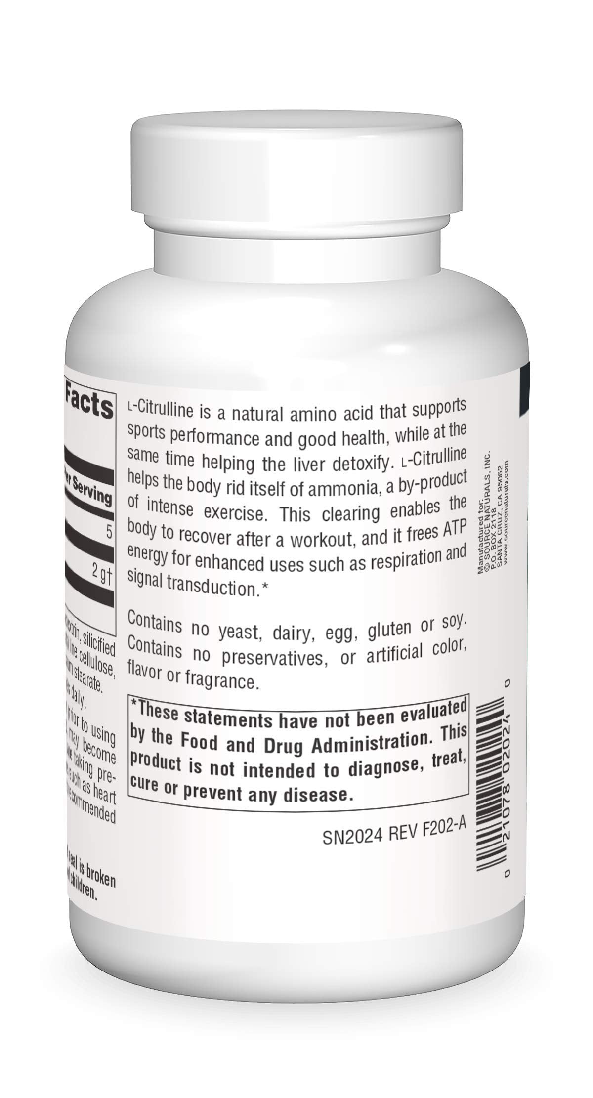 Source Naturals L-Citrulline 1000mg Nitric Oxide Booster, 120 Tablets