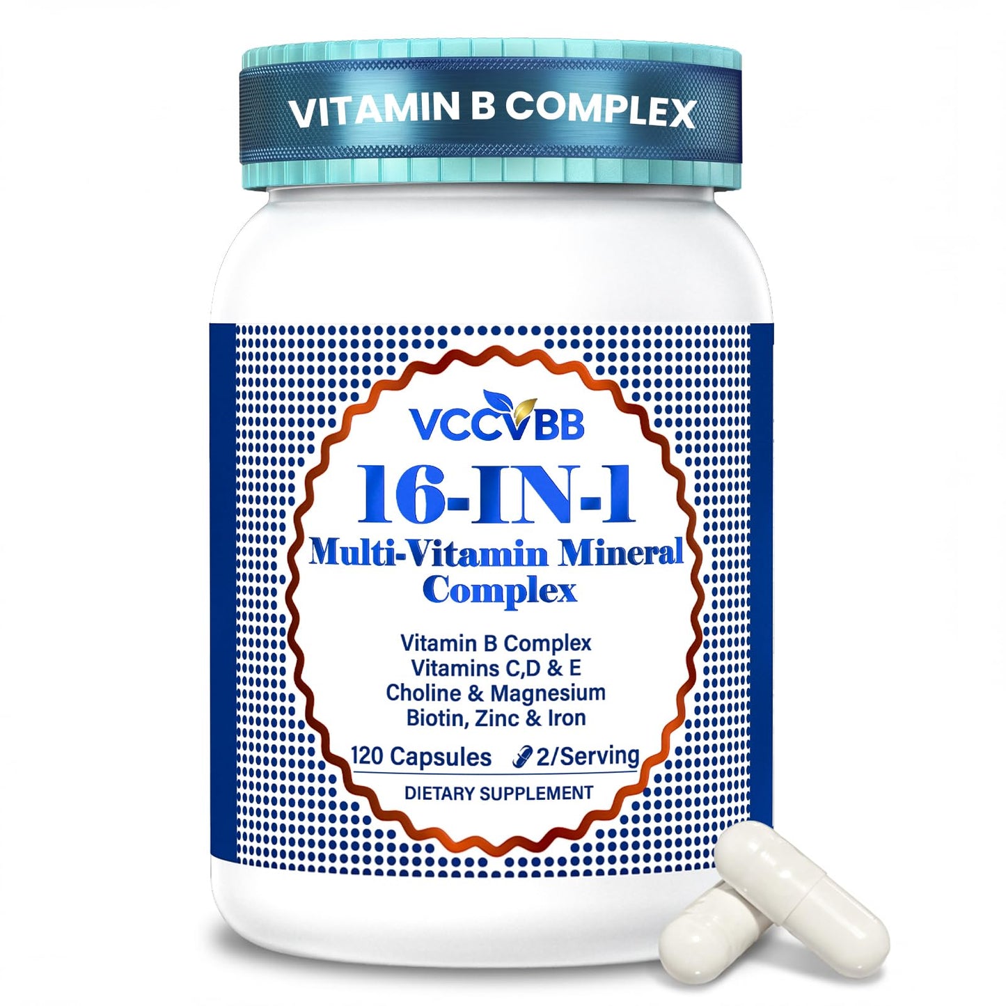 VCCVBB 16-in-1 Ultra-Potent Multivitamin for Men & Women Capsules, 120 Count