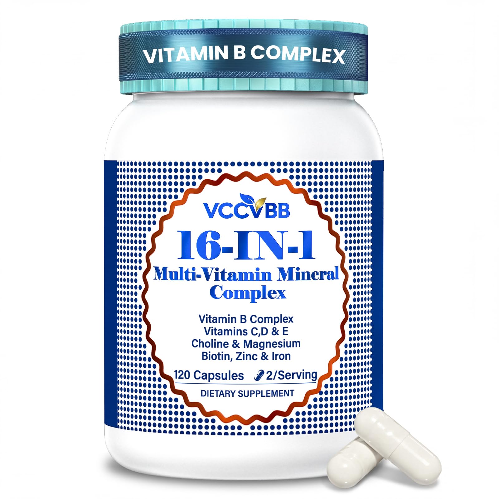 VCCVBB 16-in-1 Ultra-Potent Multivitamin for Men & Women Capsules, 120 Count