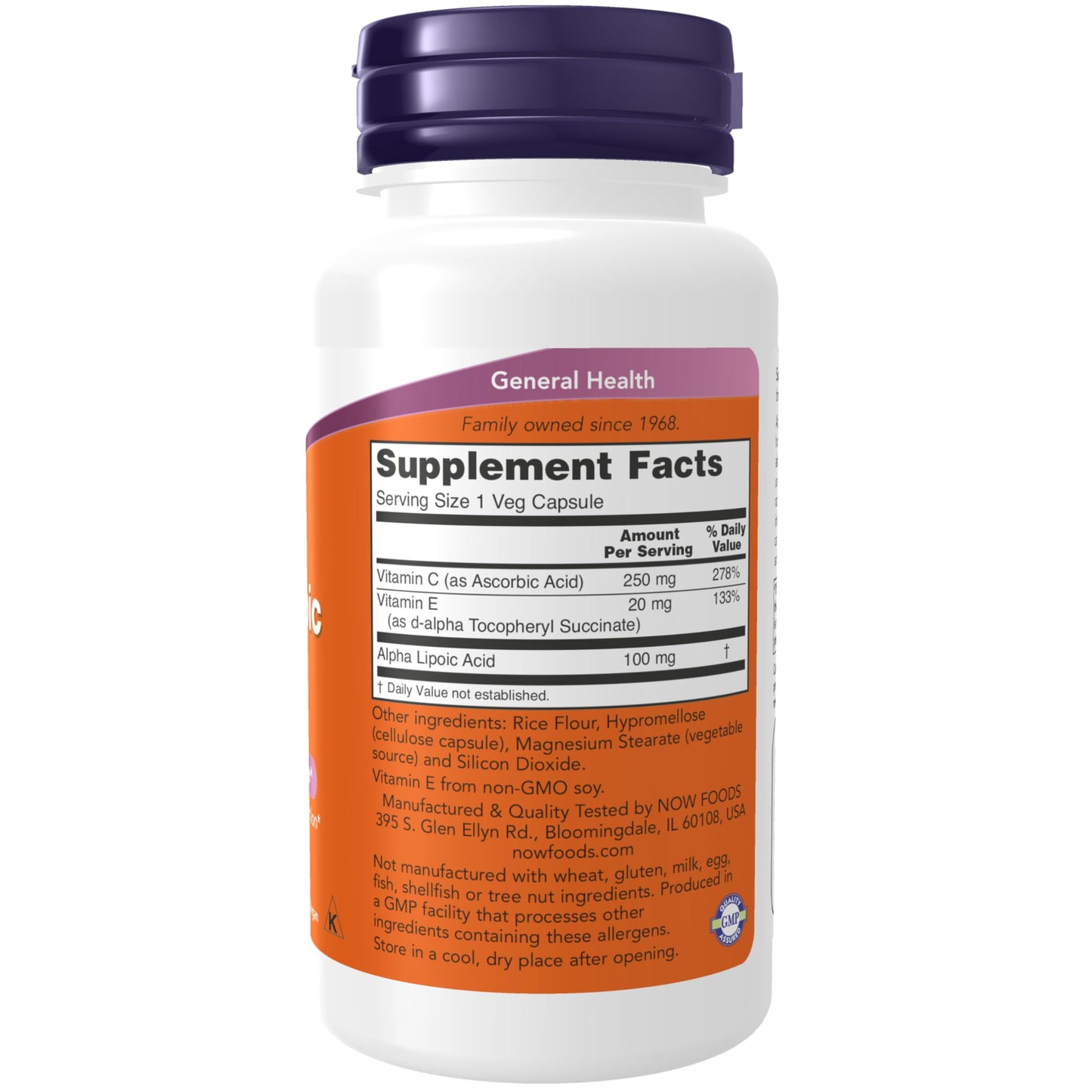 NOW Foods Alpha Lipoic Acid 100 mg with Vitamins C & E Capsules, 60 Count