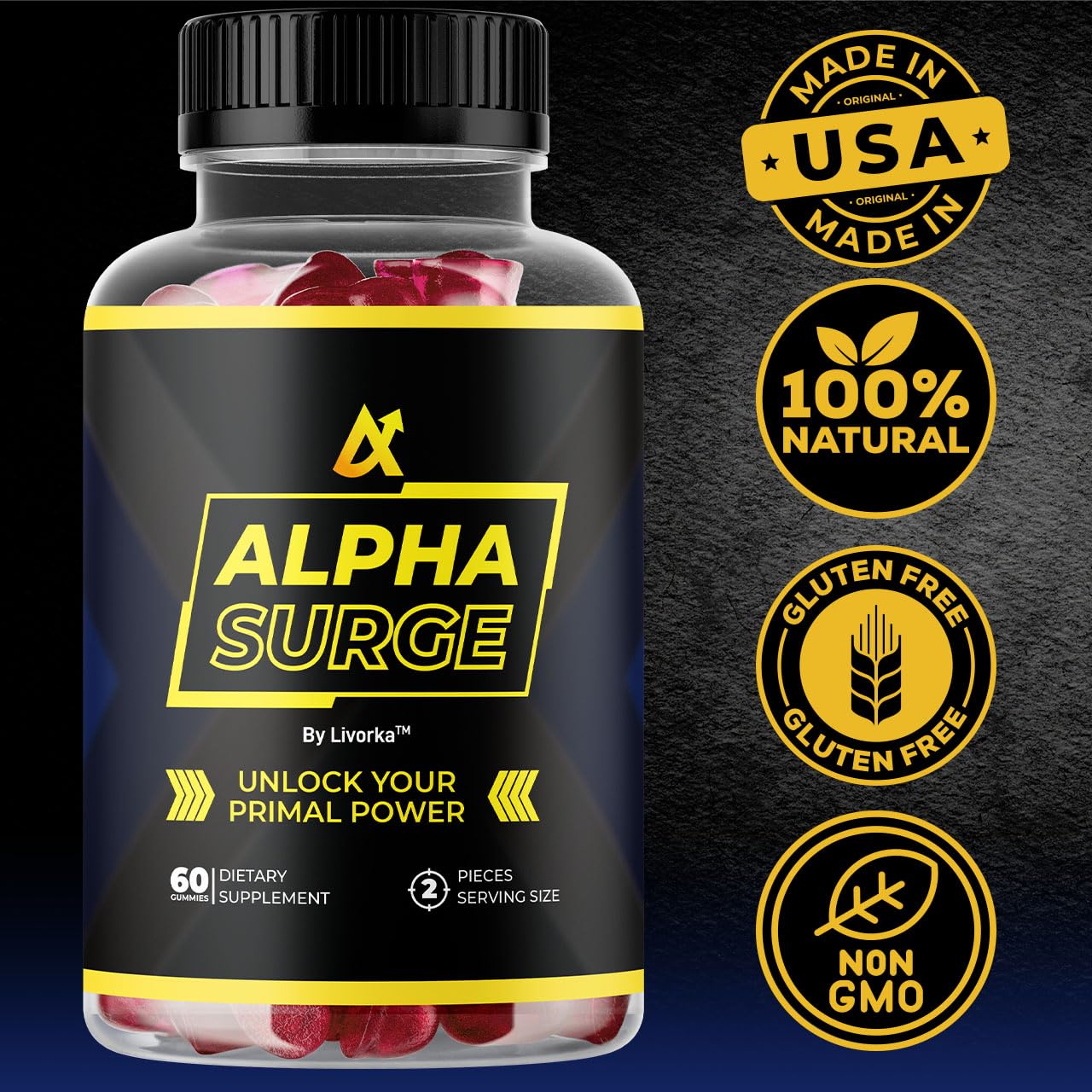 LIVORKA Alpha Surge All Natural Premium Support Advanced Formula, 300 Gummies