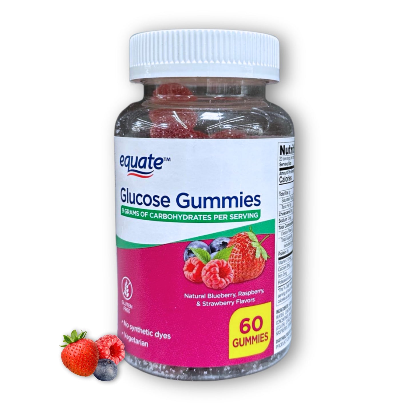 FUSION SHOP STORE Glucose Gummies- Blueberry Raspberry and Strawberry Flavor, 60 Gummies