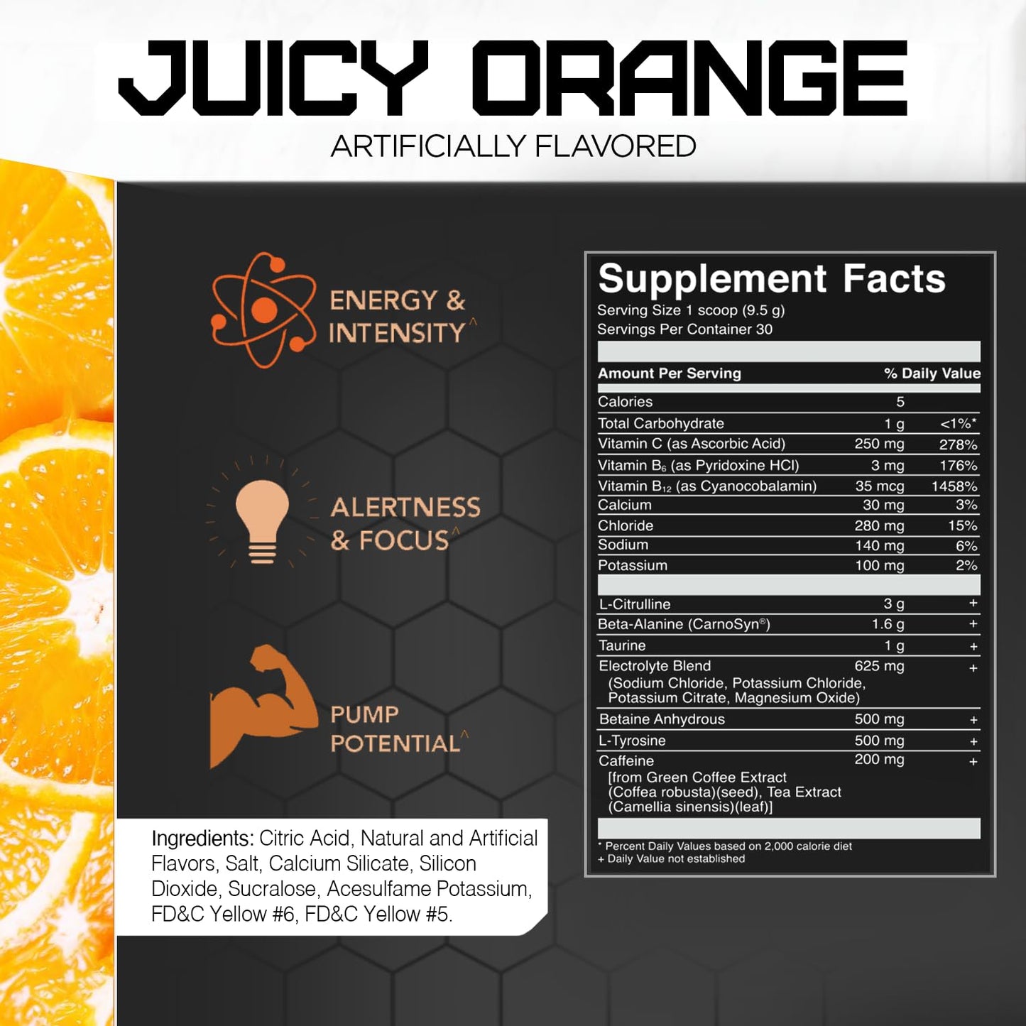 RIVAL NUTRITION Burn Pre-Workout Powder Juicy Orange 1.65 Pound