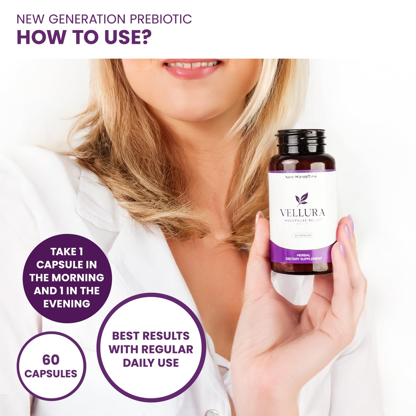 NEXT-MICROBIOME Vellura Menopause Relief, 60 Capsules