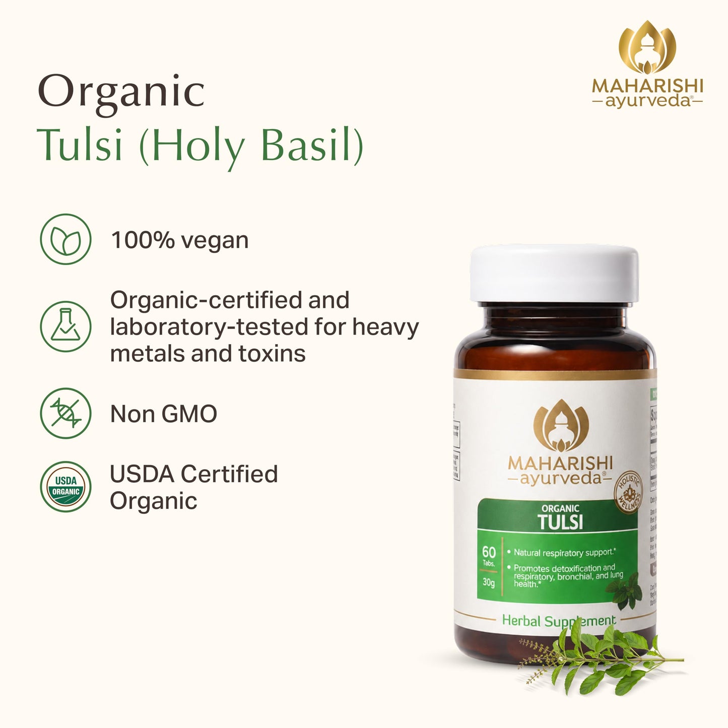 Maharishi Ayurveda Tulsi 500 mg Tablets, 1 Count