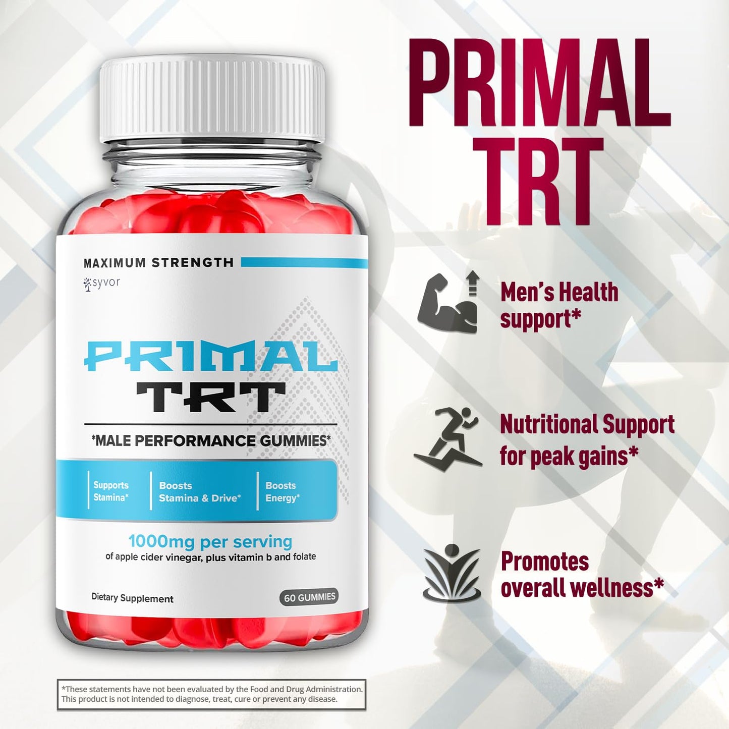 Syvor Primal TRT XL Gummies, 120 Gummies