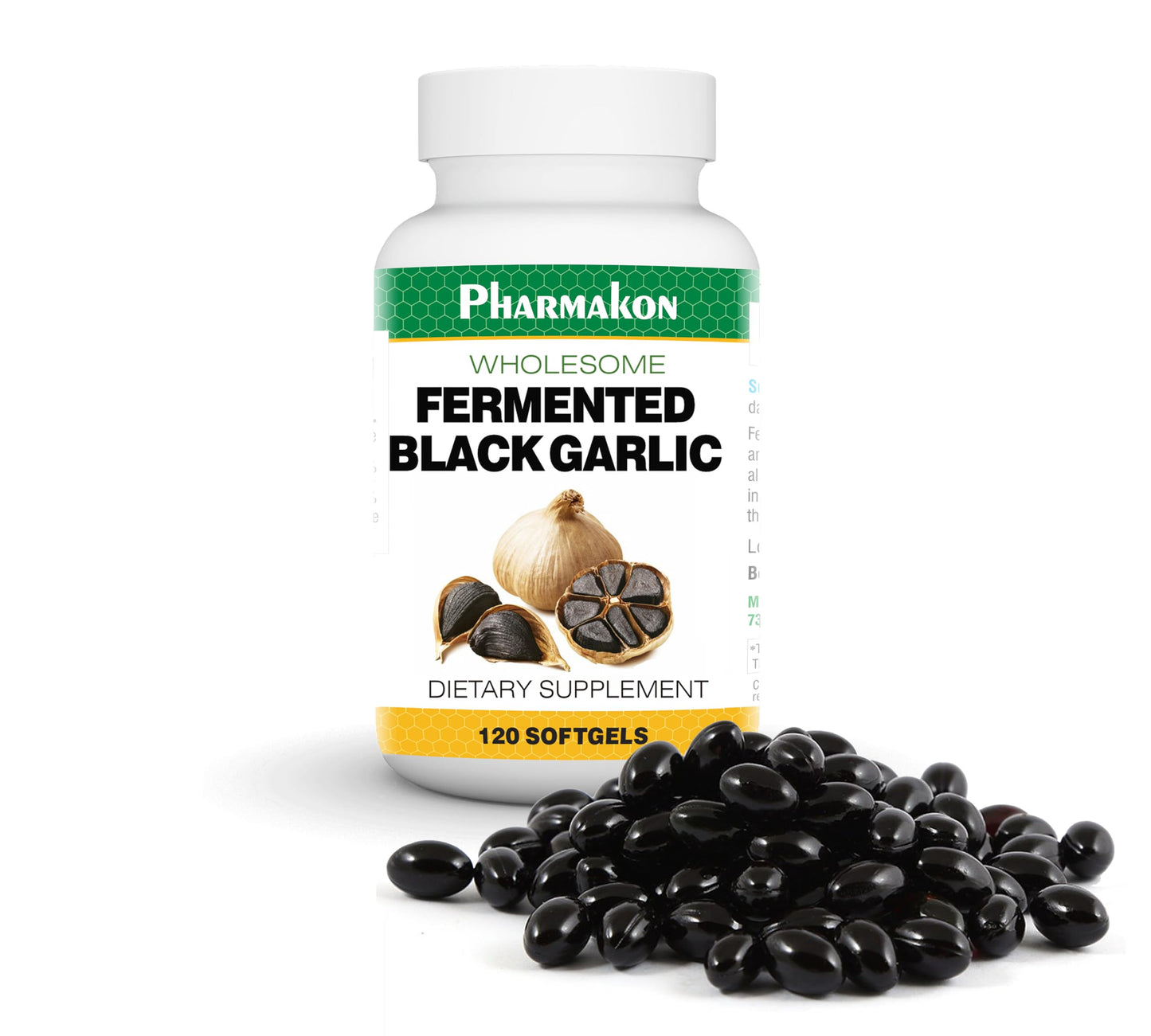 PHARMAKON Organic Aged Black Garlic Capsules, 120 Count