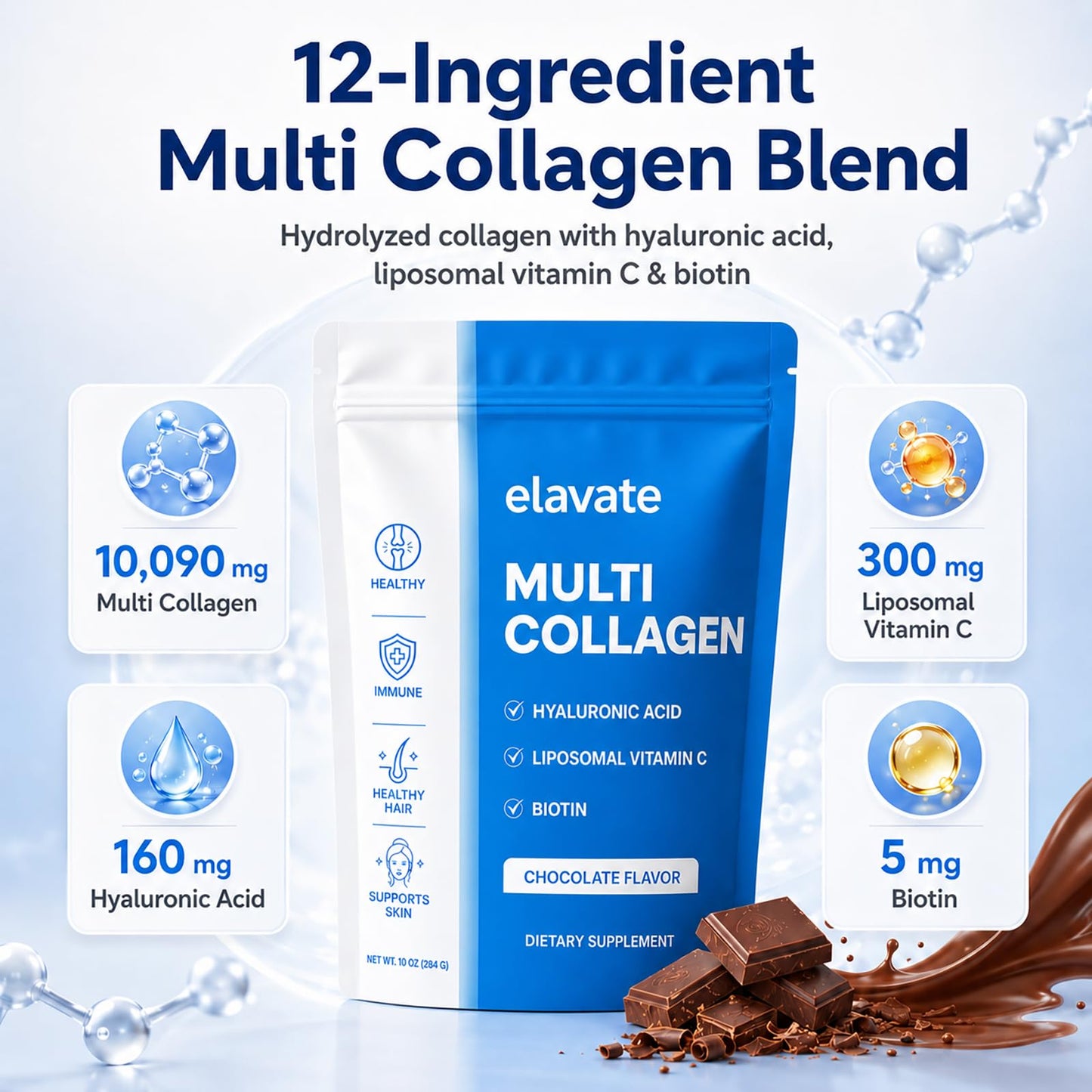 FLOWBEETS Elevate Collagen for Women Multi Collagen Peptides Powder 10 Ounce