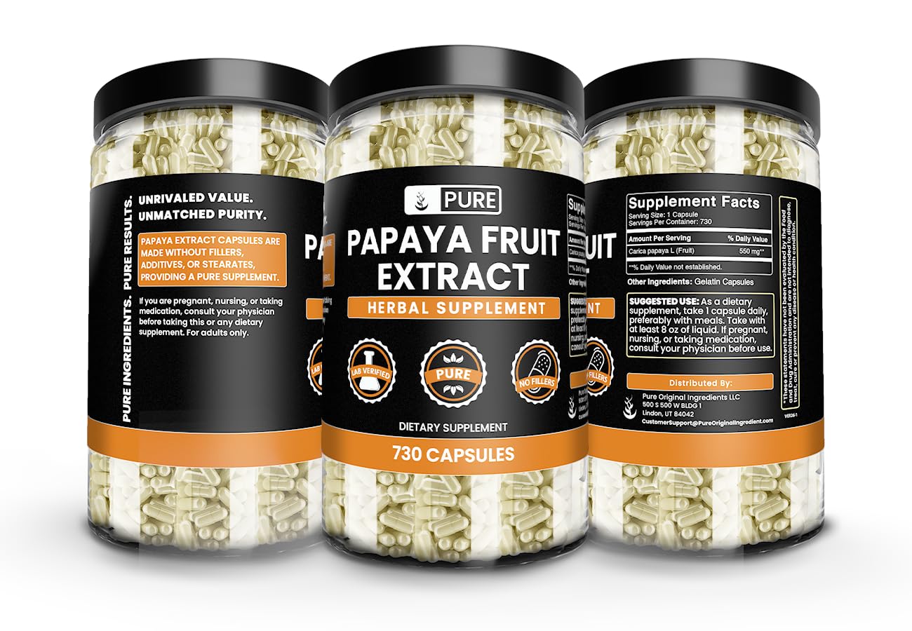 Pure Original Ingredients Papaya Extract Capsule 730