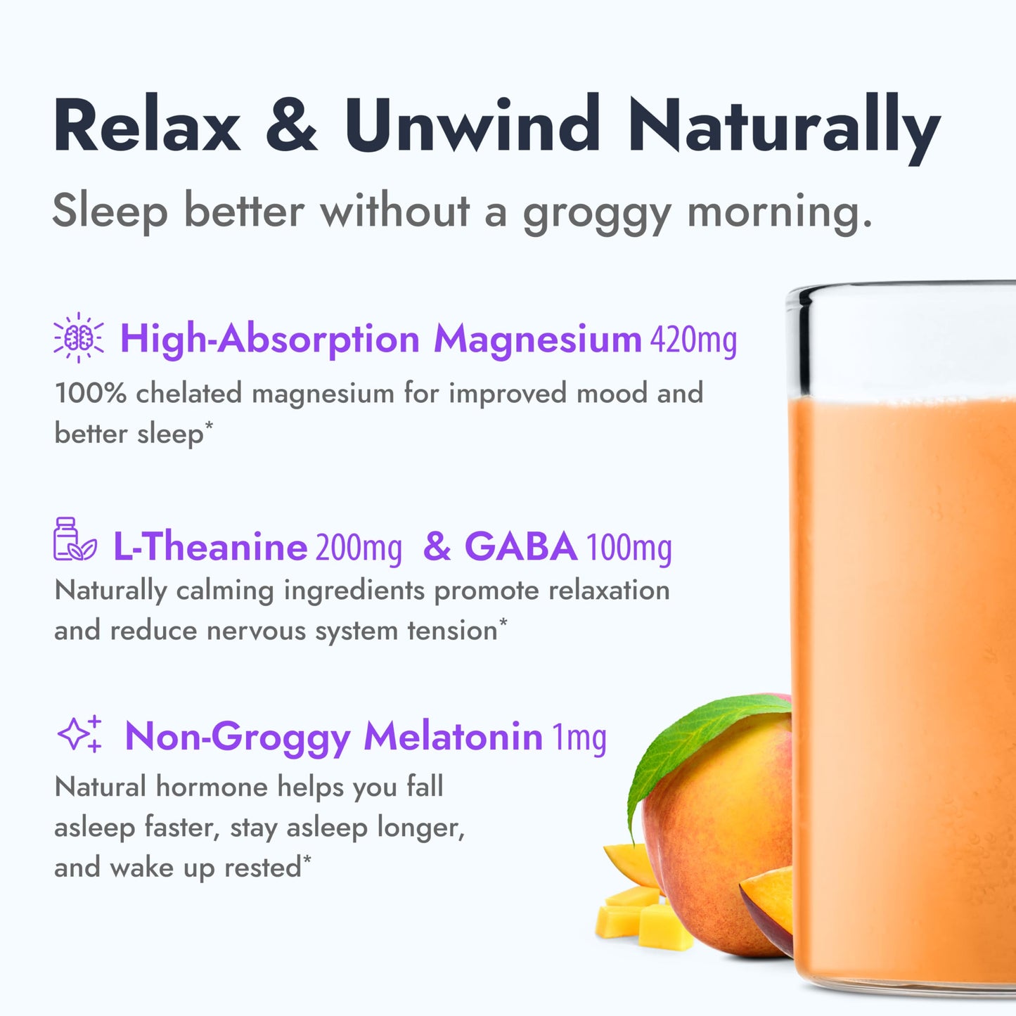 Zipfizz Calm Sleep Supplement Powder Formula Peach Mango 12.3 Ounce