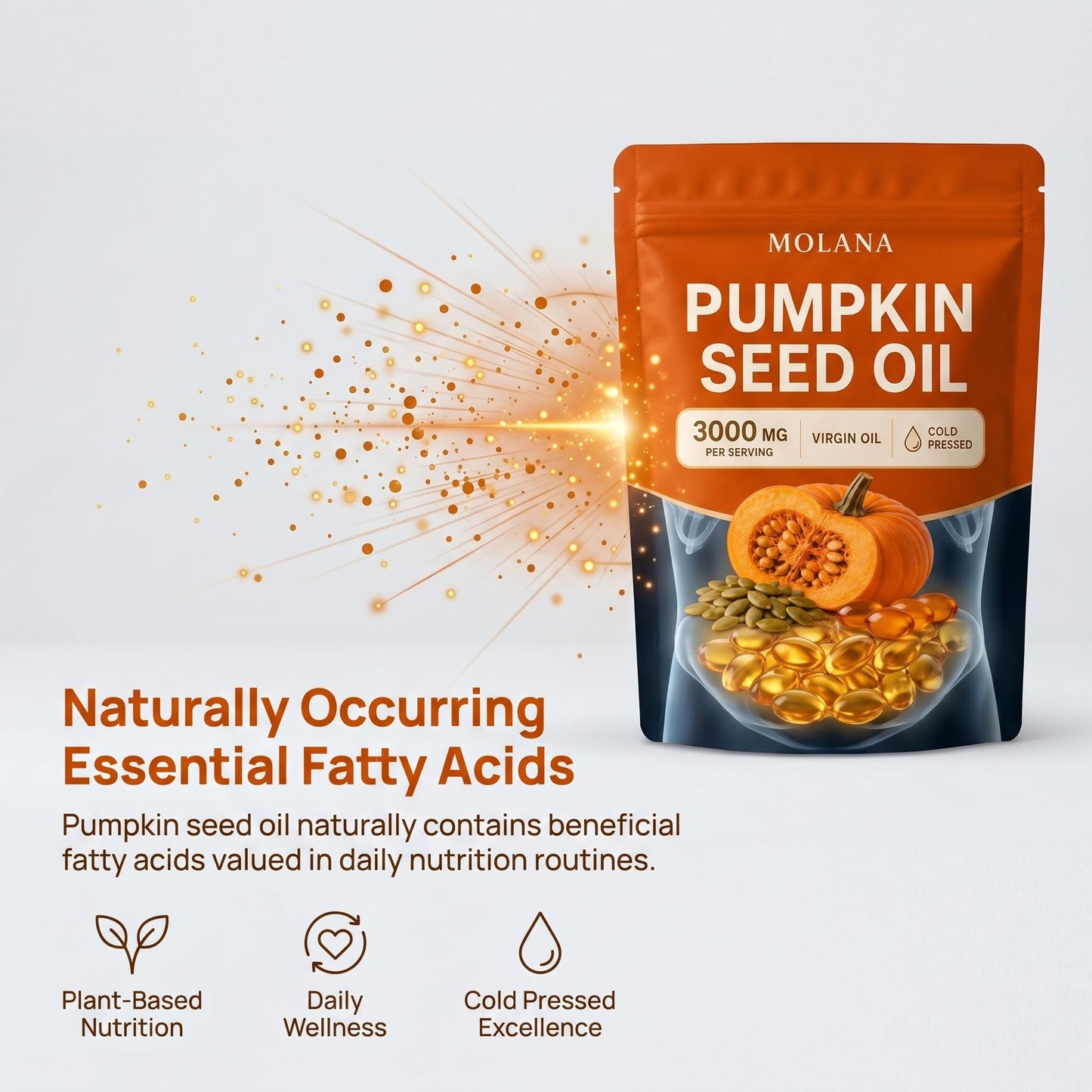 EVERVISION Molana Pumpkin Seed Oil Softgels, 180 Count