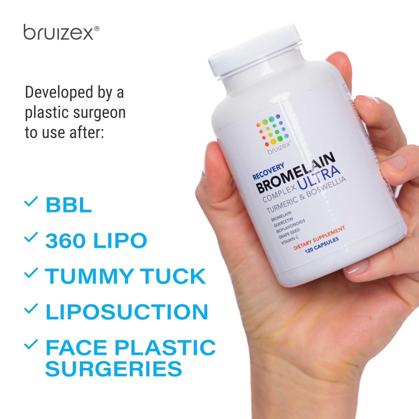Bruizex Ultra Bromelain and Quercetin Bruising Relief Supplement, 120 Capsules
