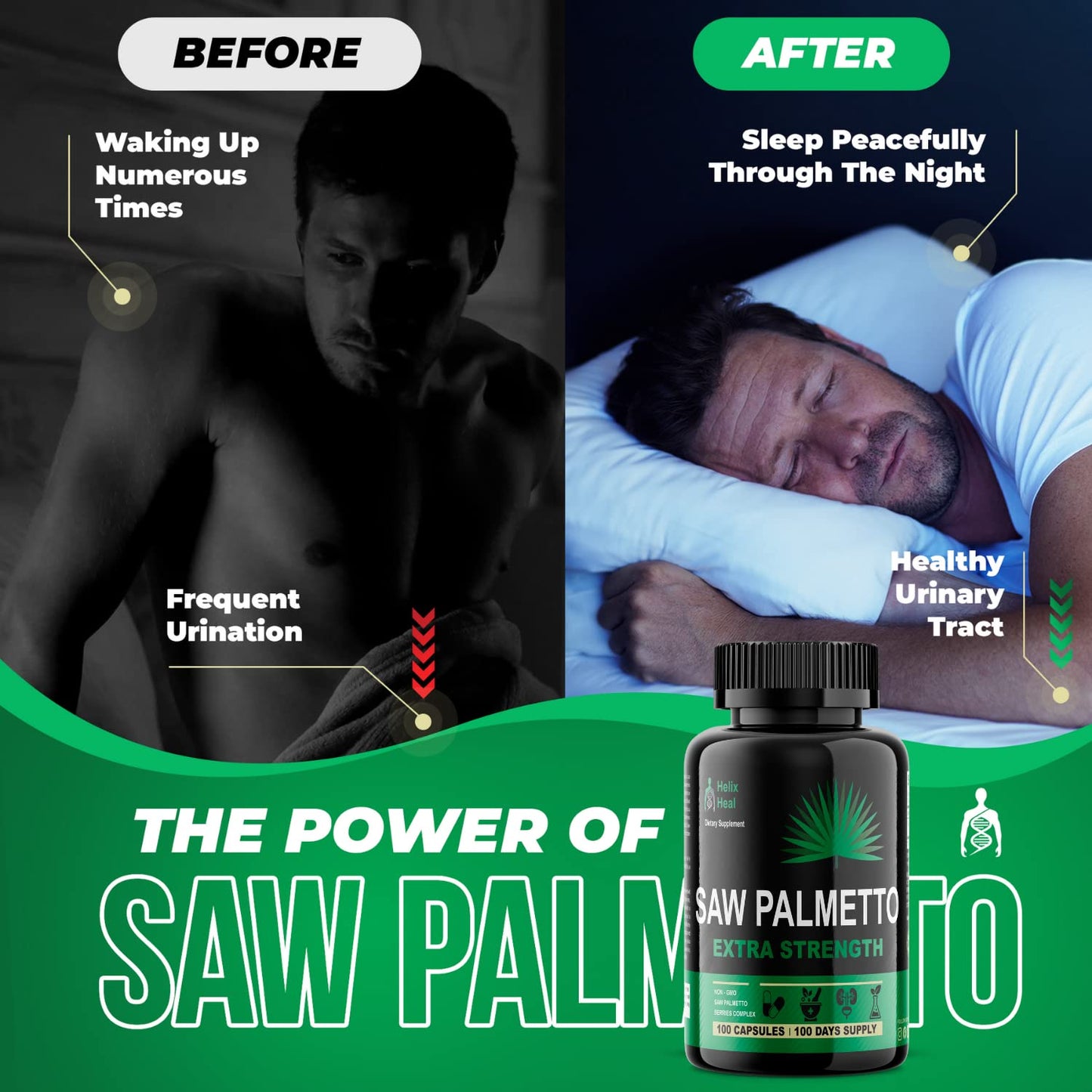 Helix Heal Saw Palmetto for Men Prostate Support & Urinary Health Capsule 100 Count