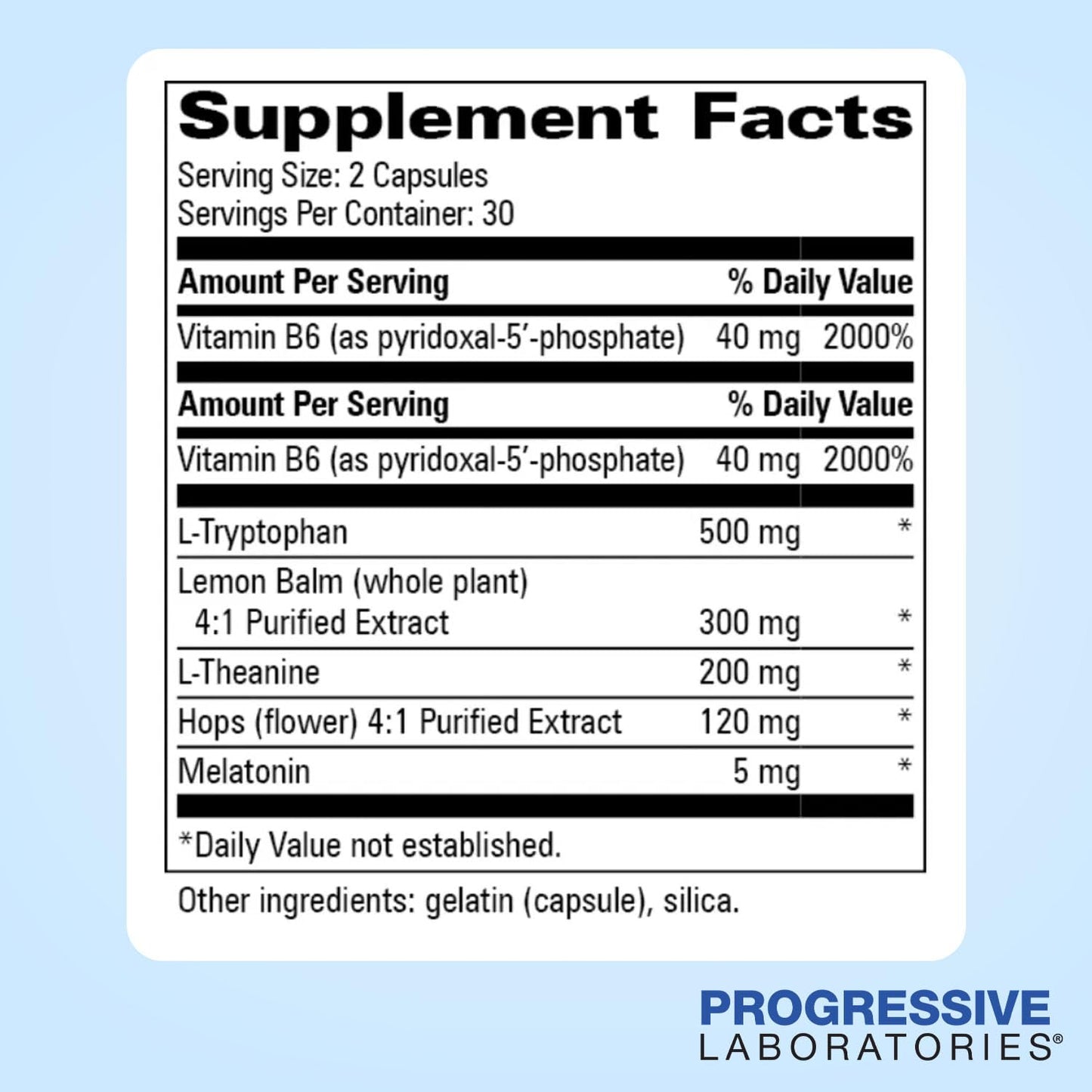 Progressive Laboratories Twilight Time Targeted Mood & Sleep Supplement with L-Tryptophan, L-Theanine, Lemon Balm, Hops, Melatonin & Vitamin B6 60 Capsules