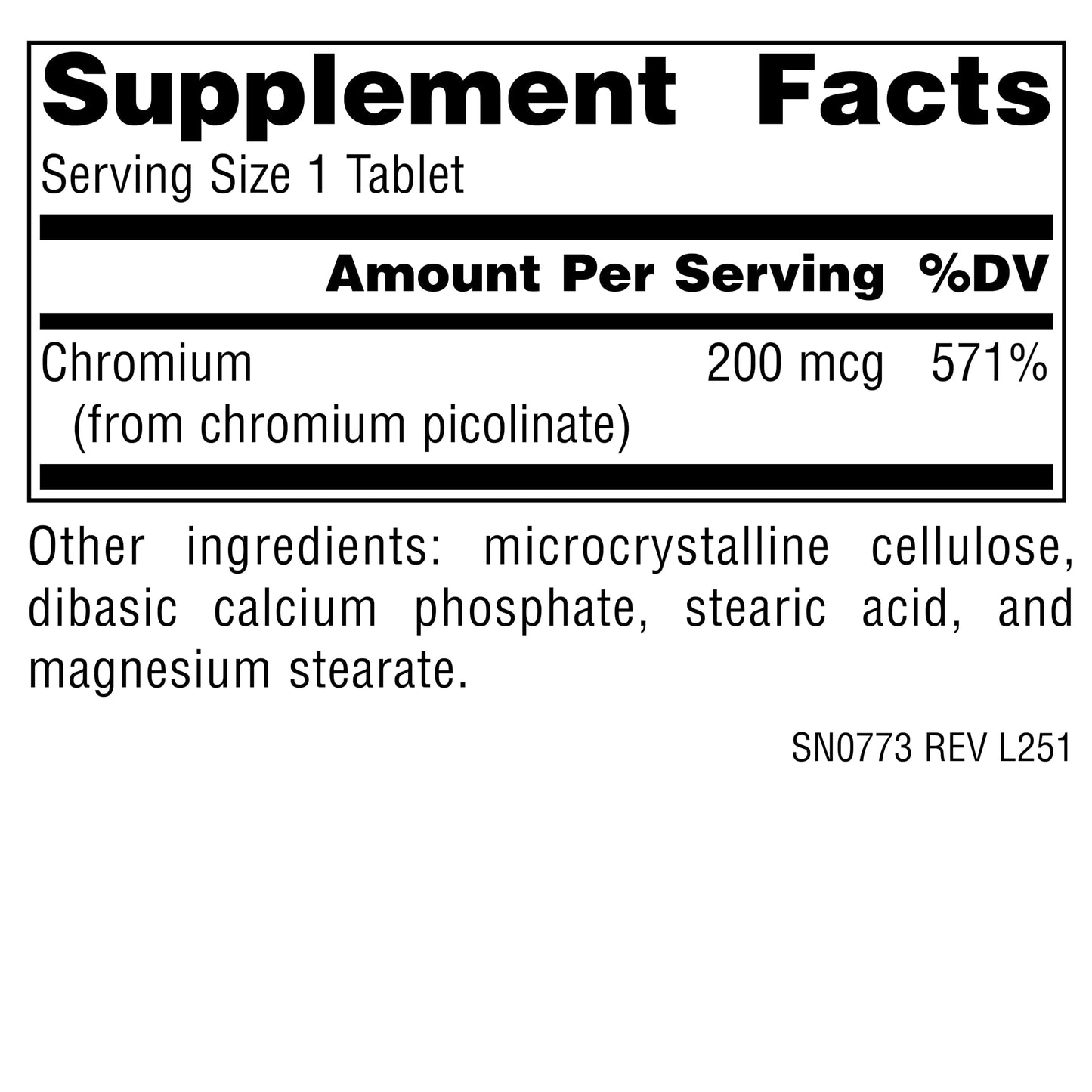 Source Naturals Chromium Picolinate 200 mcg Tablet, 60 Tablets