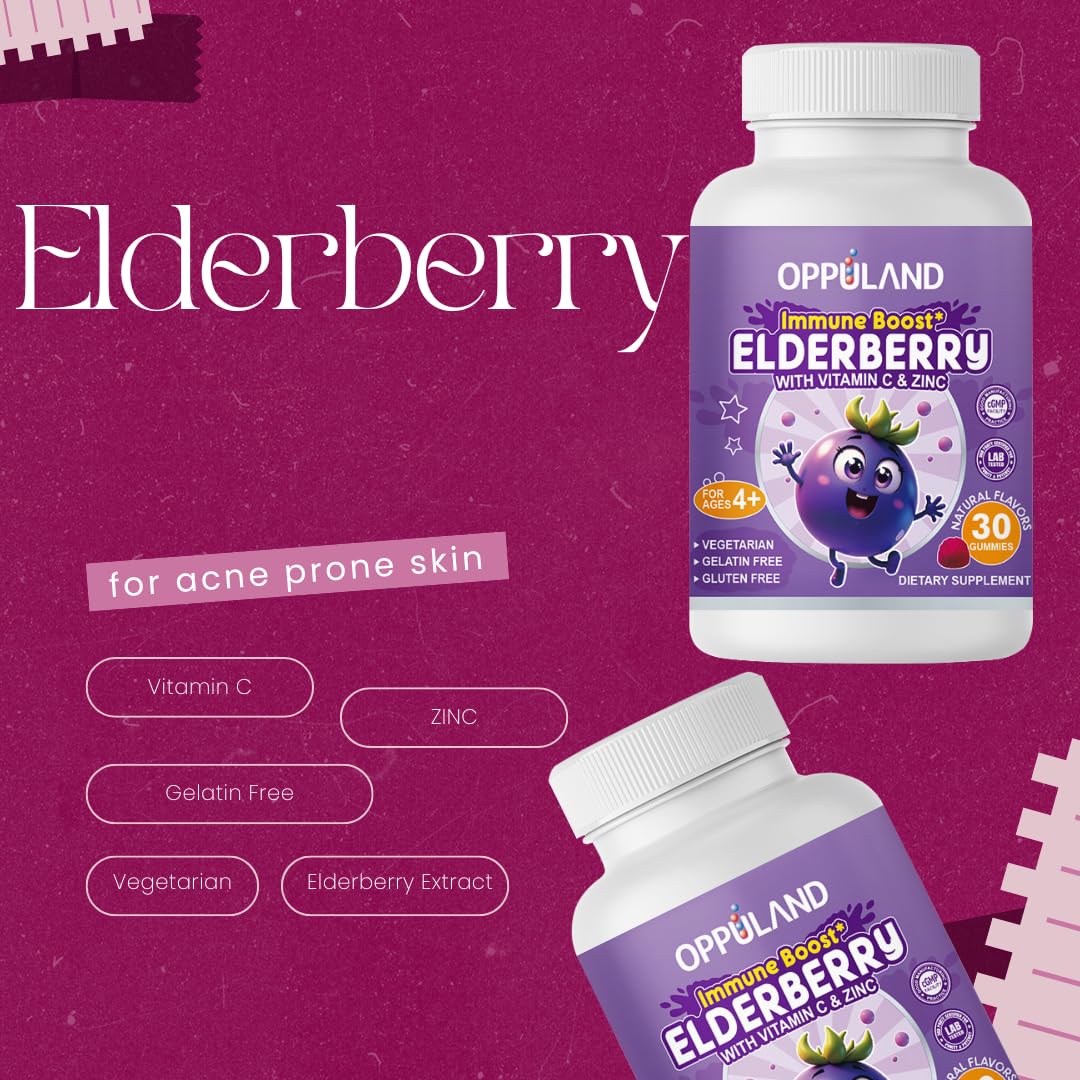 Oppuland Elderberry Immune Gummies, 30 Gummies