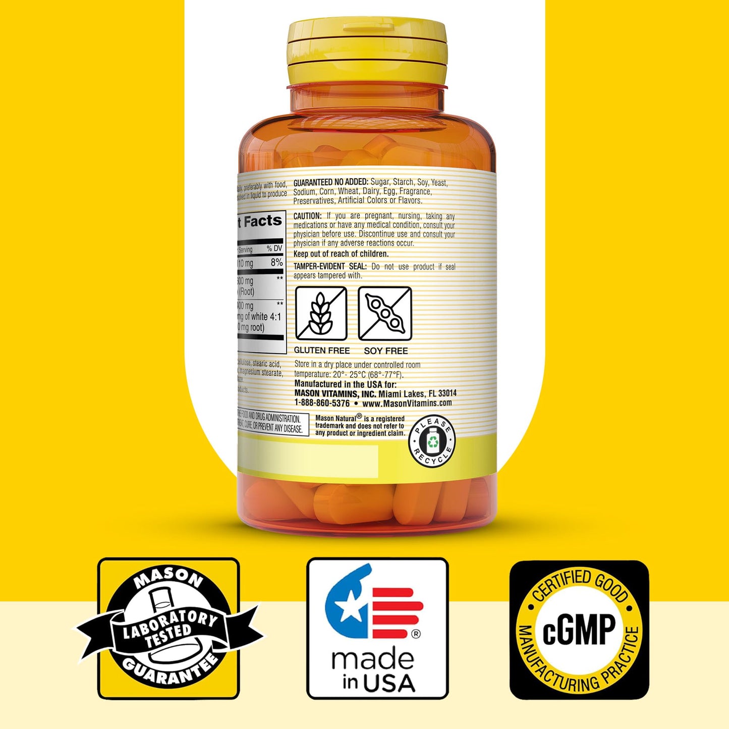 Mason Natural Korean Ginseng 1000 mg Tablet, 120 Tablets