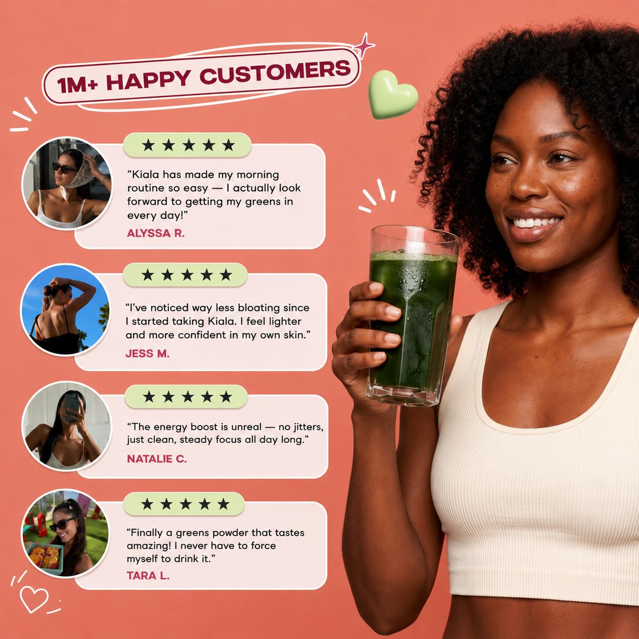 Kiala Nutrition Super Greens Powder with Spirulina & Chlorella, 9