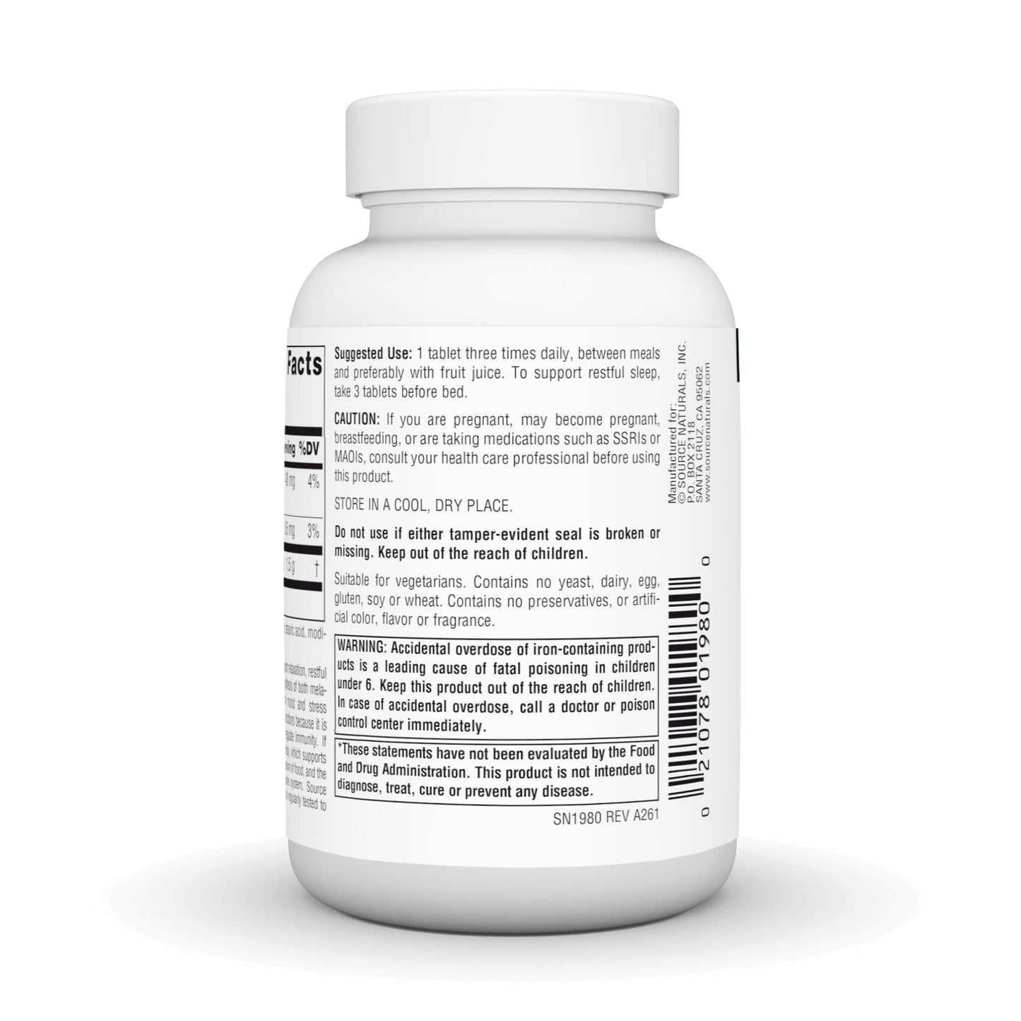 Source Naturals L-Tryptophan 500mg Tablet, 120 Tablets