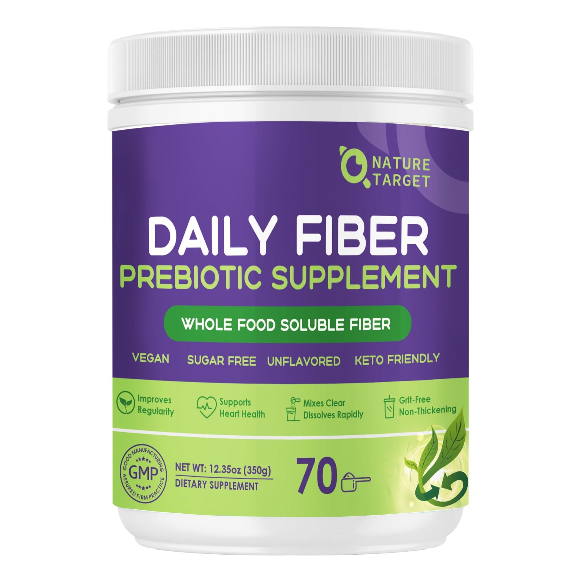 NATURE TARGET Soluble Fiber Supplement Unflavored Powder, 12.35 Ounce