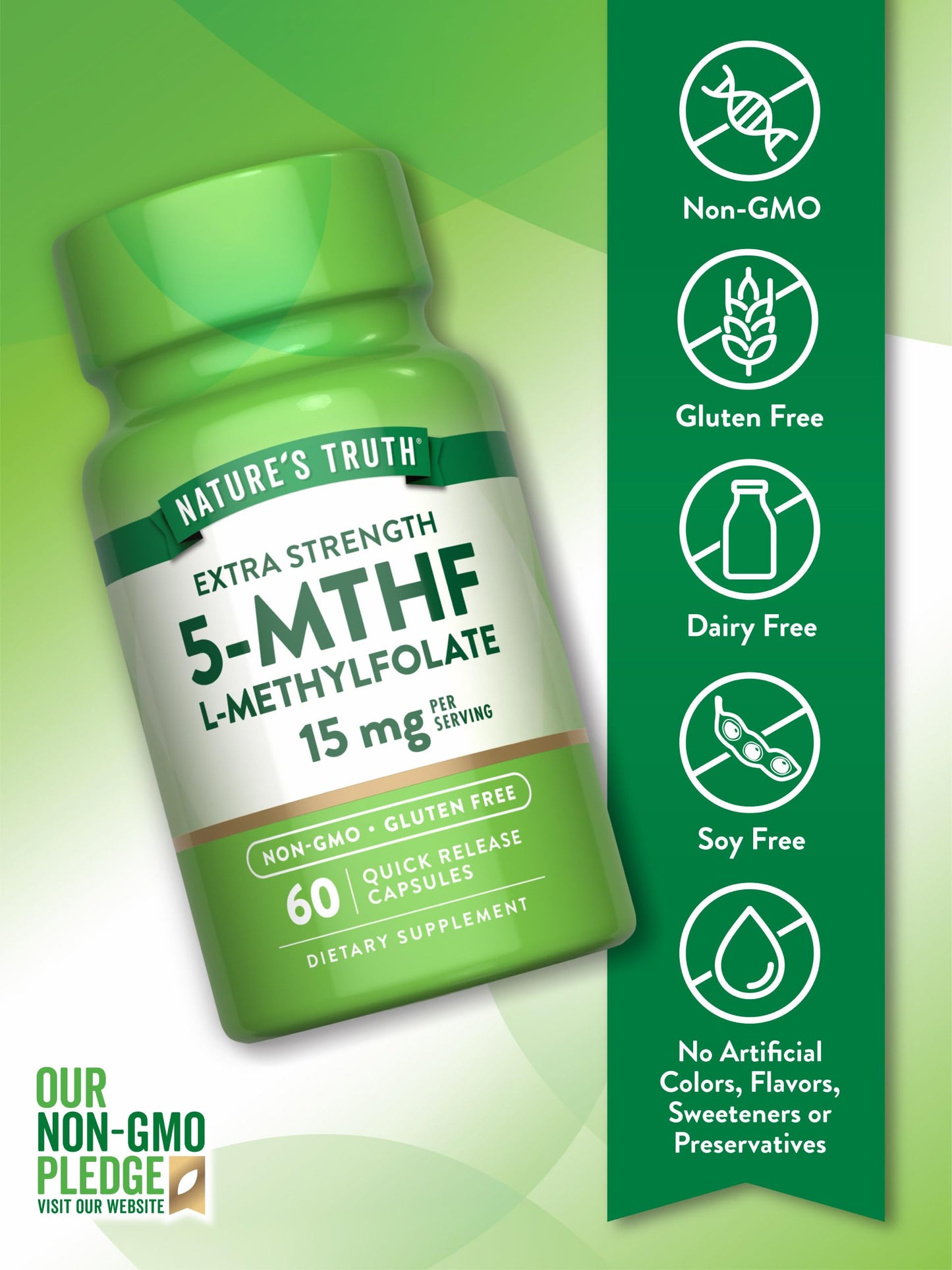 Nature's Truth L Methylfolate 15mg Capsules, 60 Count