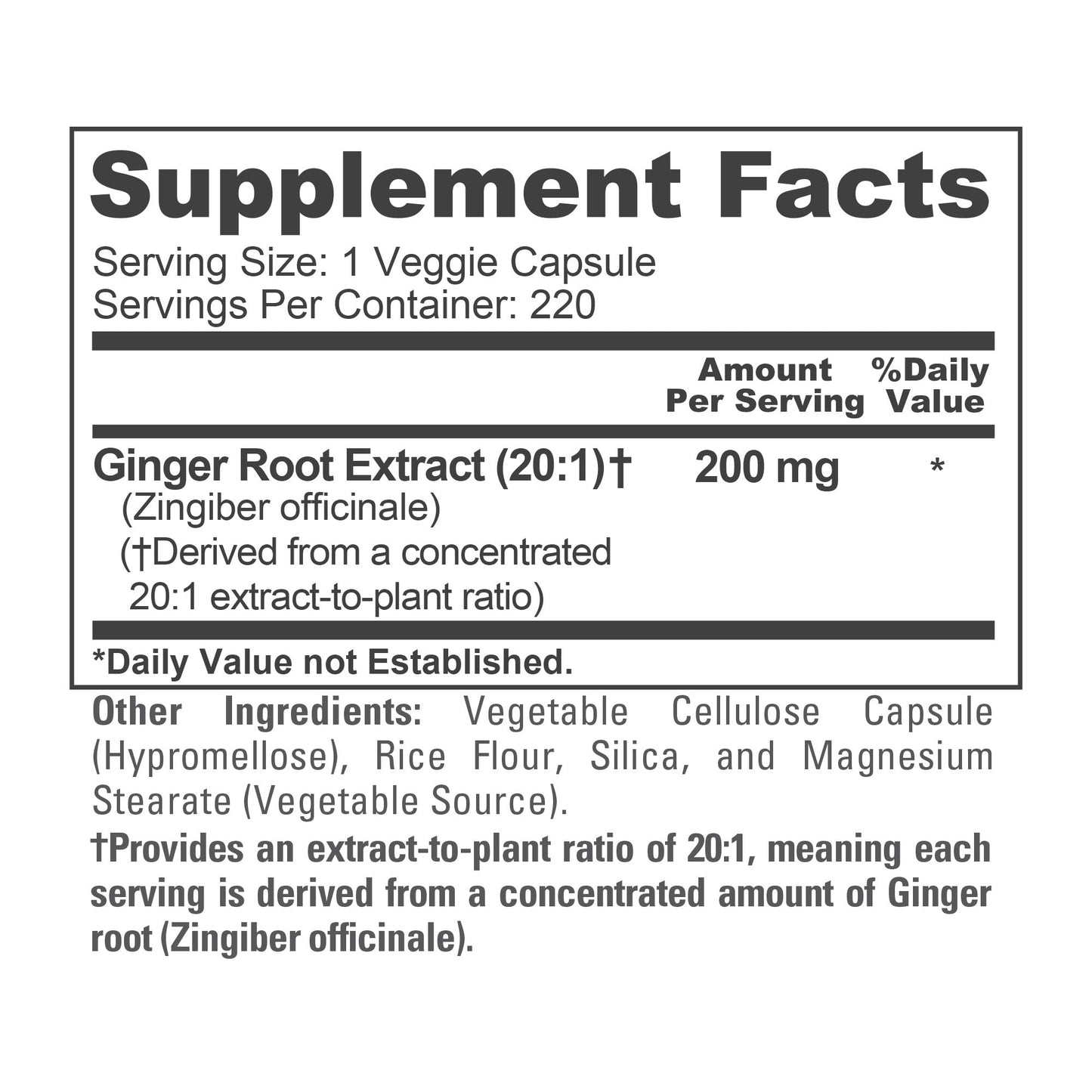 NusaPure Ginger Root Capsules 220 Count