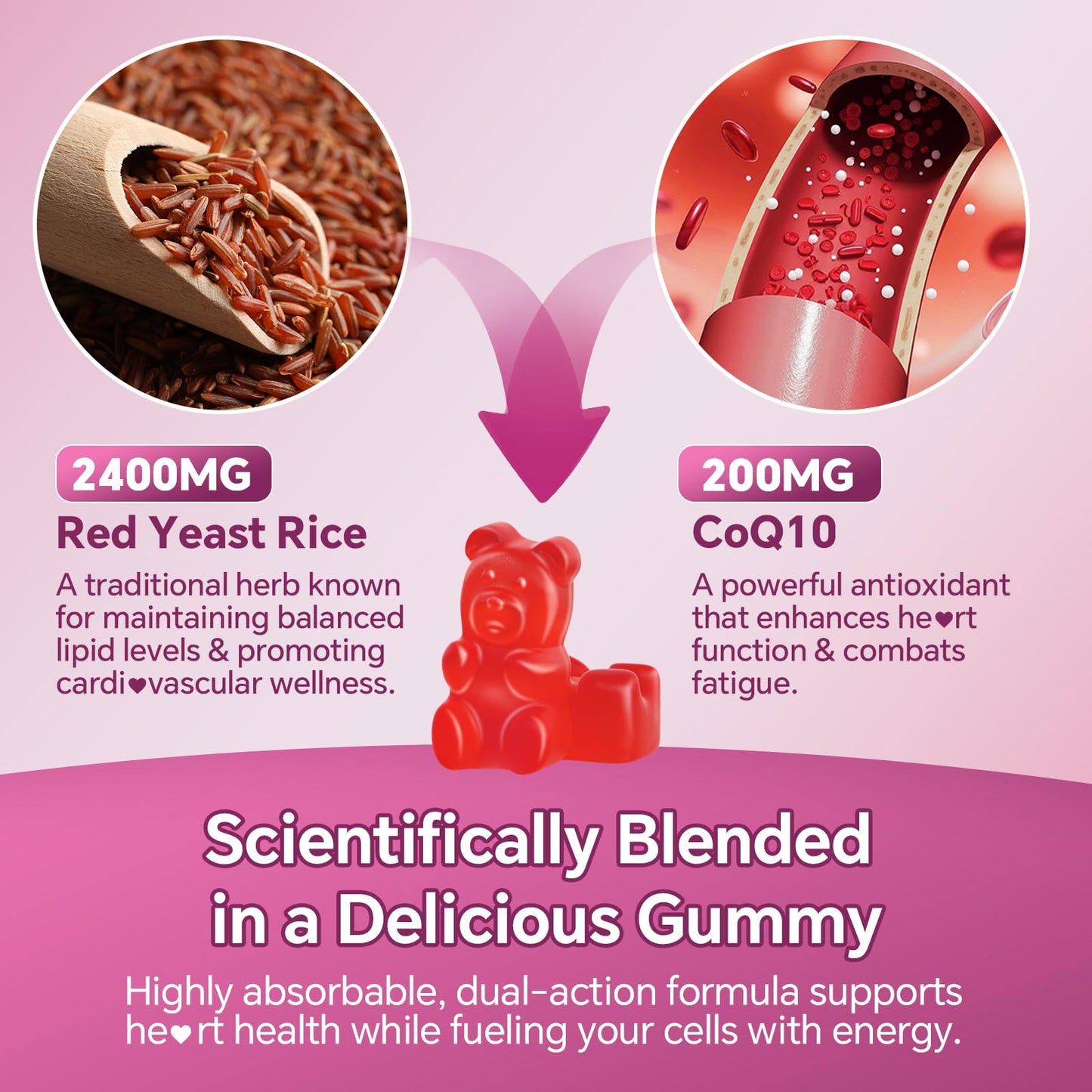 Mchokuu Red Yeast Rice 2400mg Gummies, 60 Count