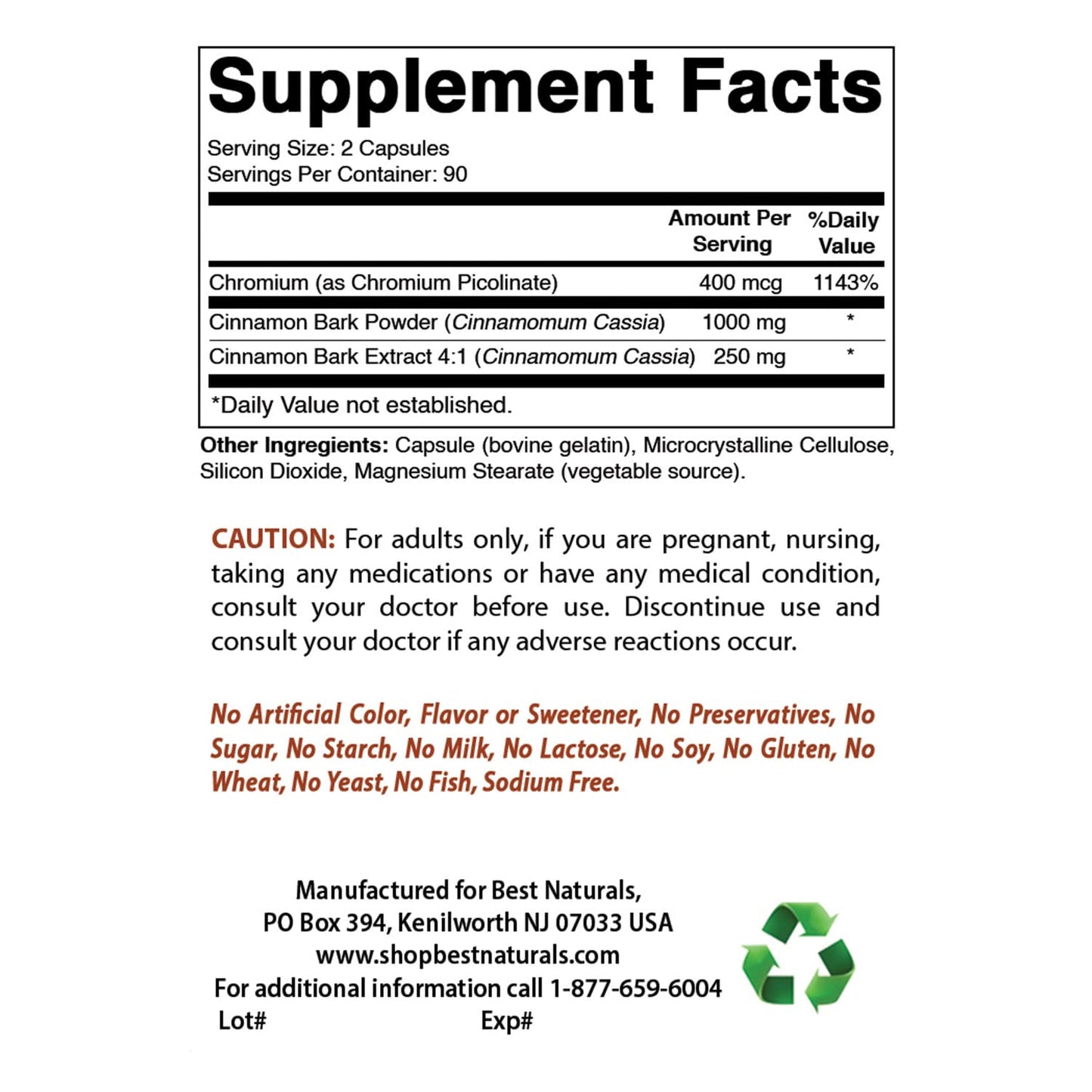 Best Naturals Cinnamon 1000 mg & DIM Supplement 100 mg Capsules, 1 Capsule