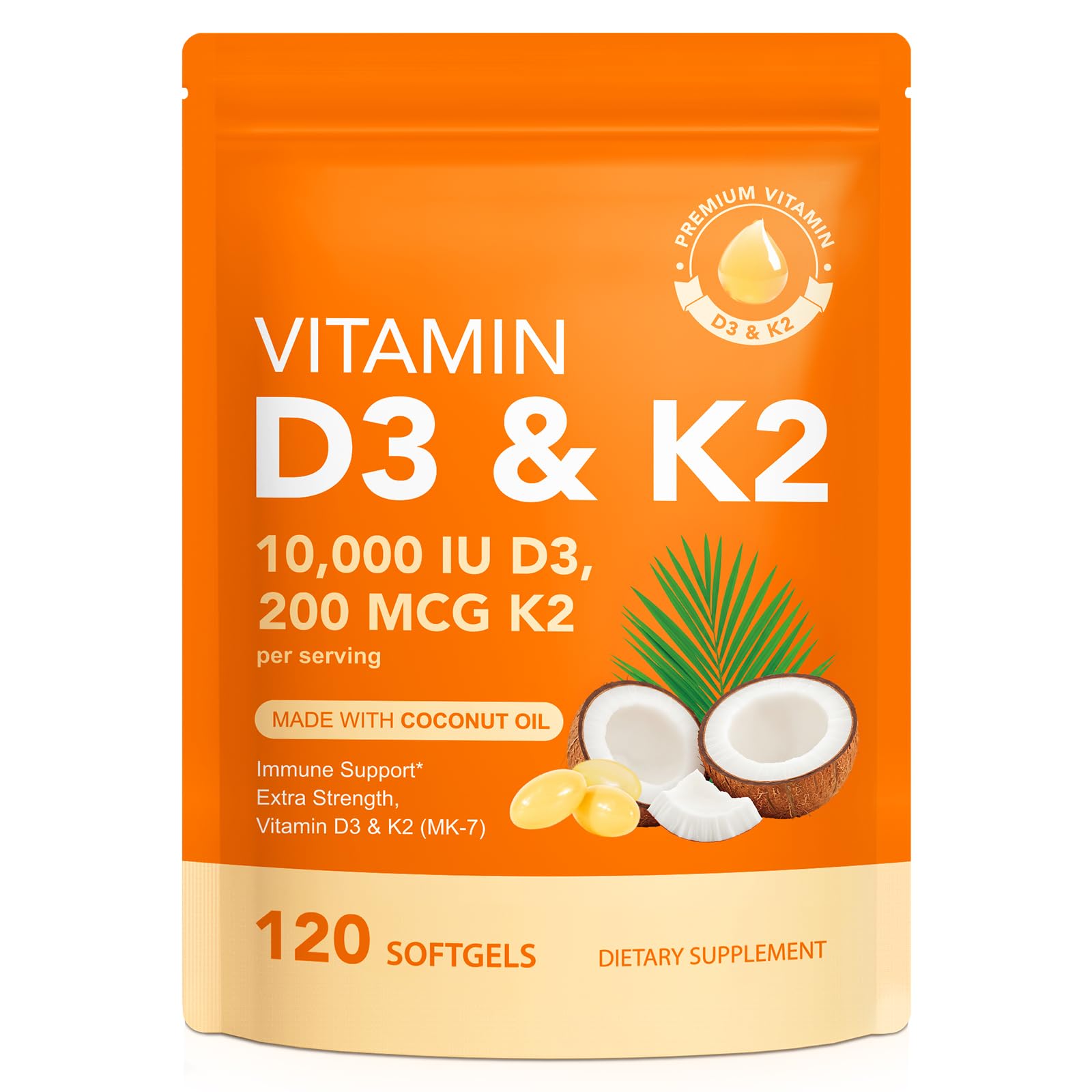 Tamiodfo Vitamin D3 K2 10,000 IU Softgels 120