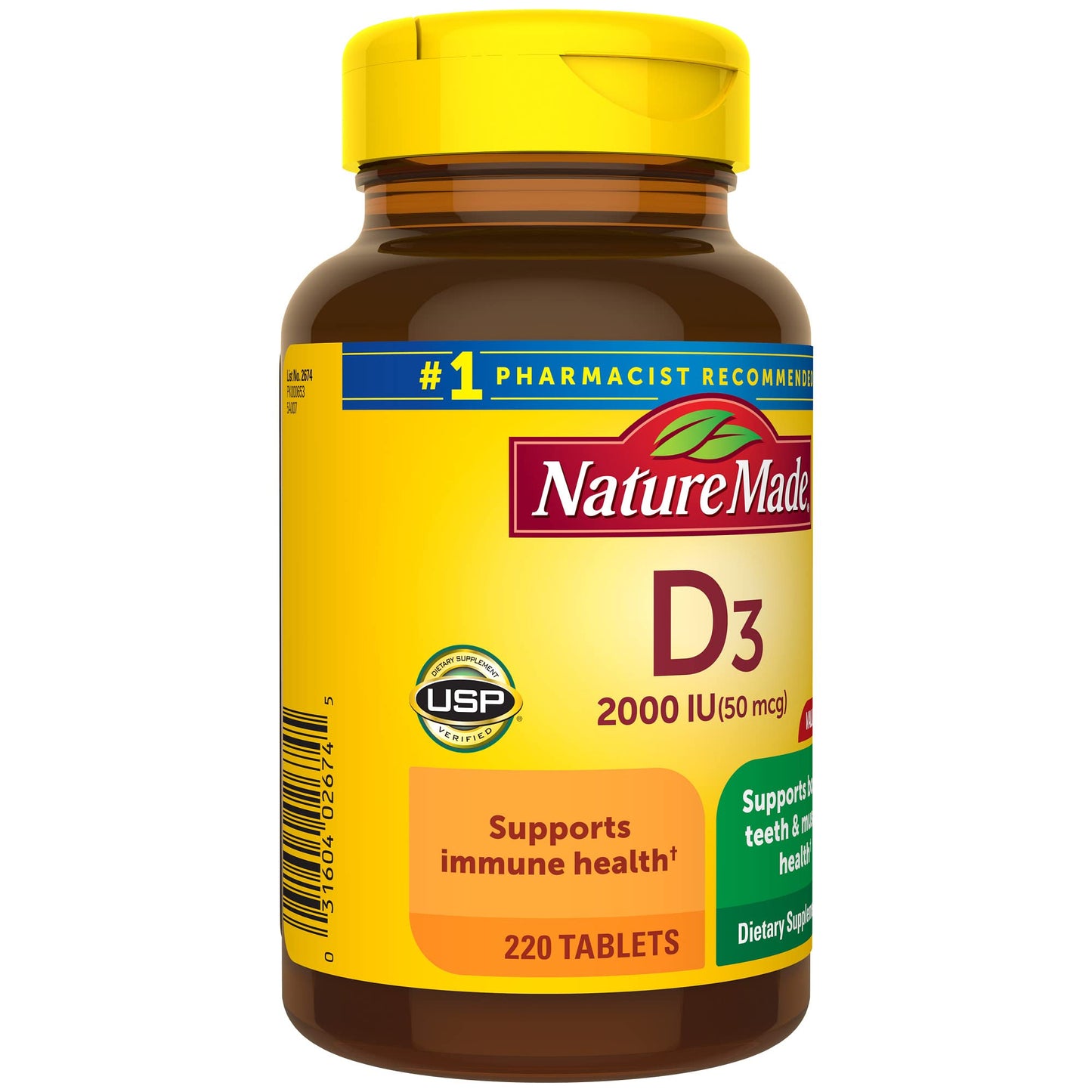 Nature Made Vitamin D3 2000 IU Tablets, 220 Count