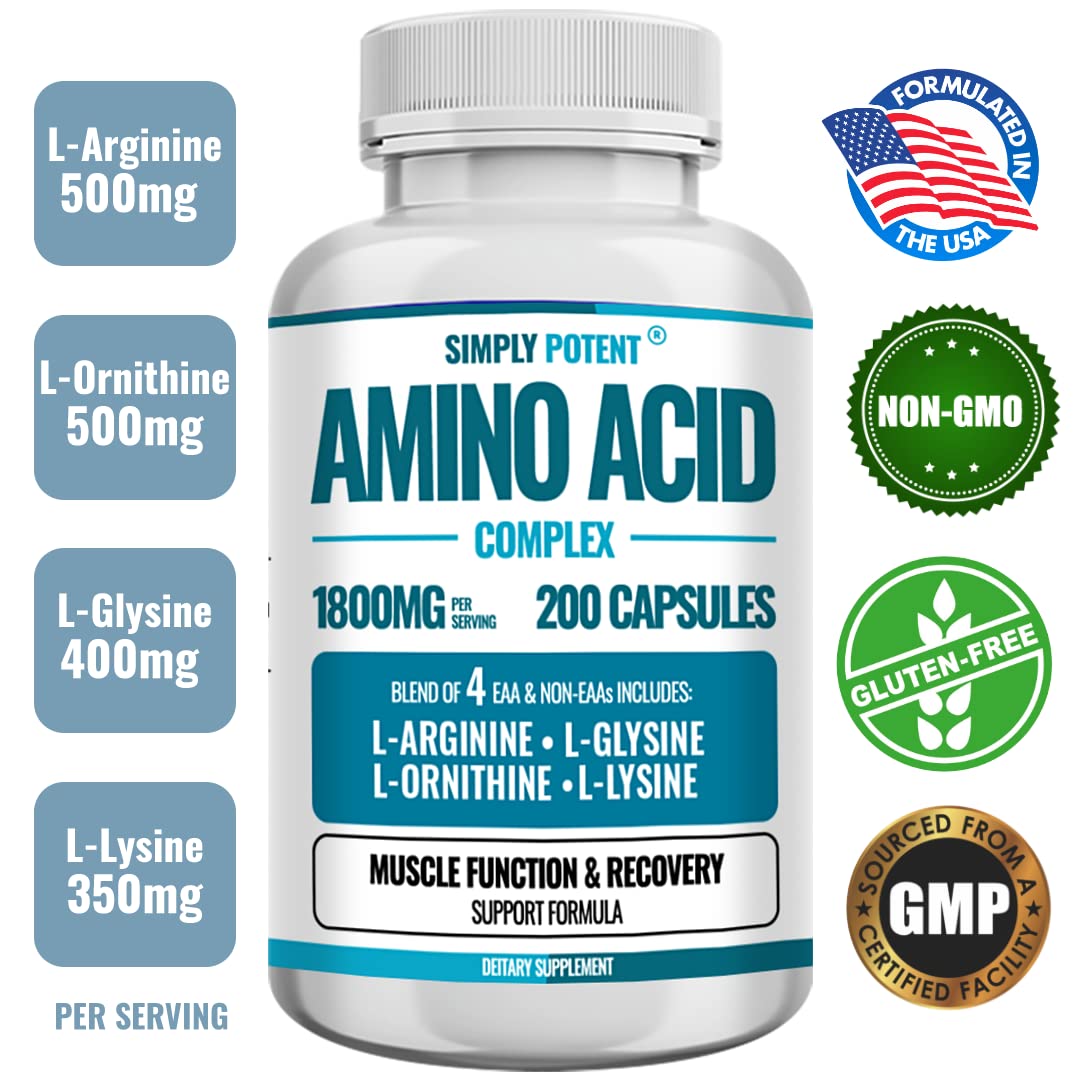 Simply Potent Amino Acid Complex 1800mg, 200 Capsules
