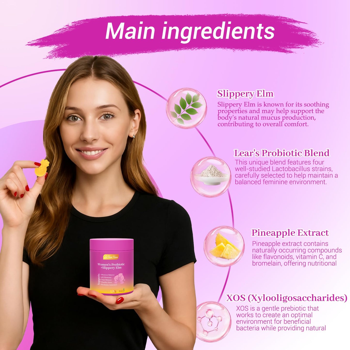 Le Tian Xian Her Juicy Feminine Probiotics Gummies, 60 Count