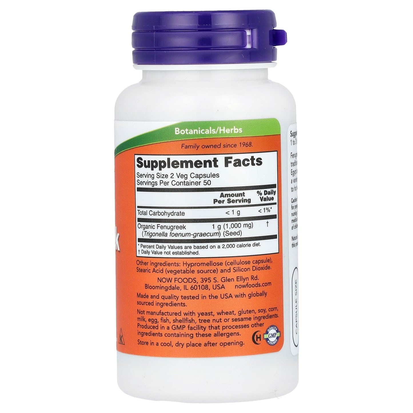 NOW Foods FOENUGREEK 500MG Capsule, 1 Capsule