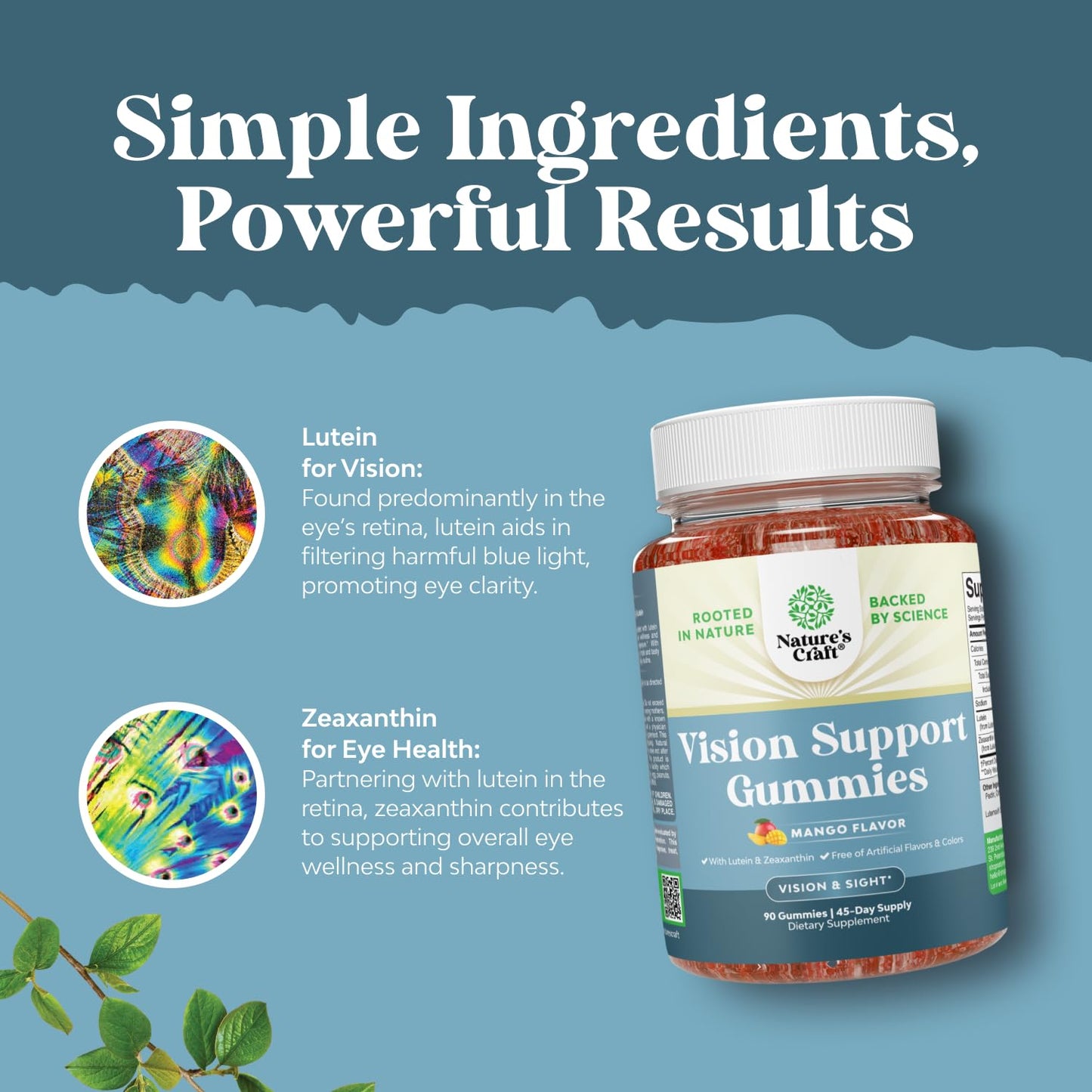 Natures Craft Zeaxanthin Plus Lutein Gummies for Adults, 90 Count